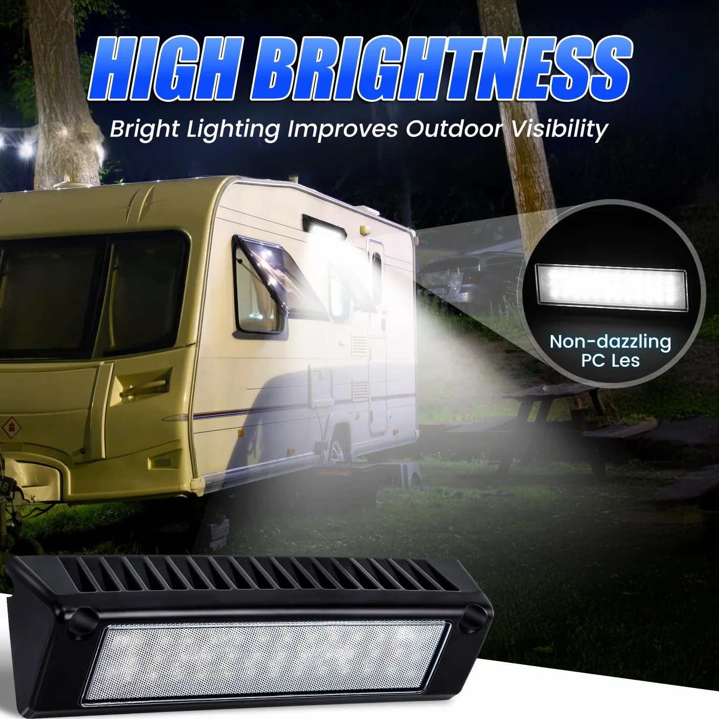 SUPAREE Luce Esterna Camper LED 12V 6000K IP67 Impermeabile per RV Van Camper Trailers