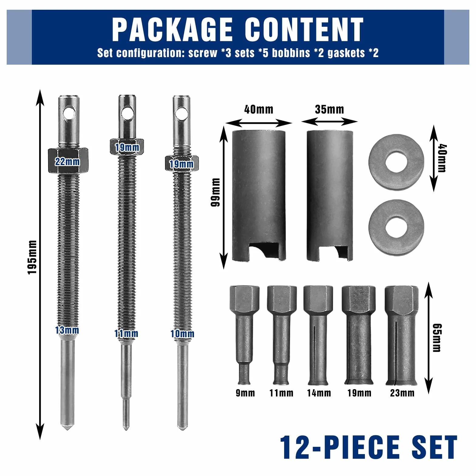 Vegena Kit Estrattore per Cuscinetti Interni per Moto,12 Pezzi Kit Estrattore Interno Cuscinetti Moto,Estrattore Cuscinetti Interni,Kit di Strumenti di rimozione Cuscinetti per Moto 9-30 mm(Nero)