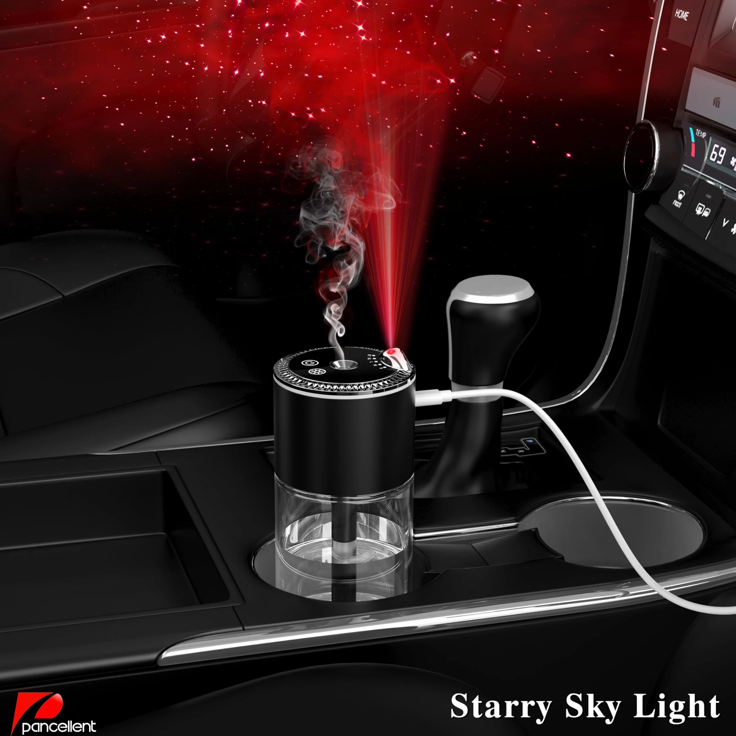 Diffusore per oli essenziali 250 ml con luce a cielo stellato Nero