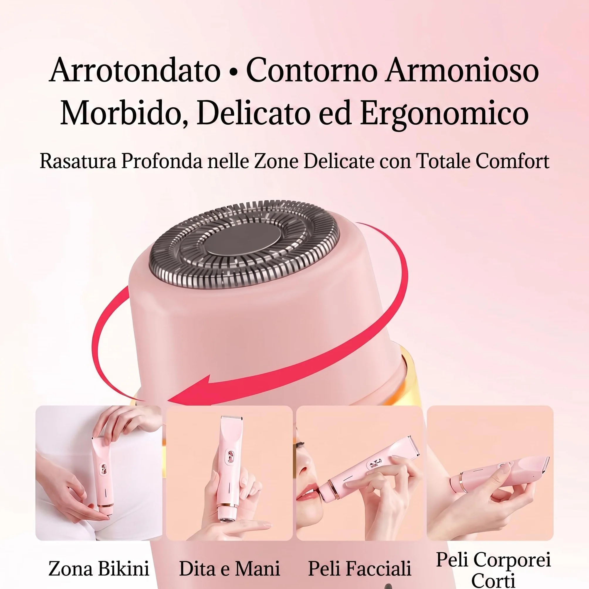 Rasoio Elettrico Donna 2 in 1 Bikini Corpo, Trimmer USB-C Ricaricabile Wet & Dry LED