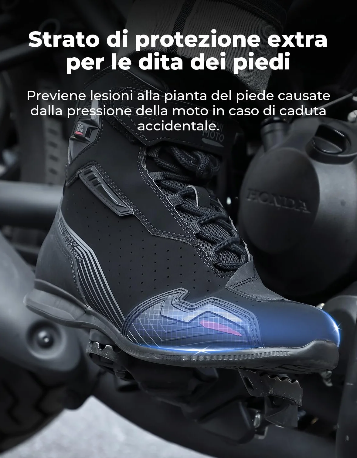 KEMIMOTO Scarpe Moto Uomo Normativa CE, Traspirante Casual Stivali Moto Uomo con Rinforzo Cambio, Antiscivolo Scarpe da Equitazione Stradale con Supporto alla Caviglia