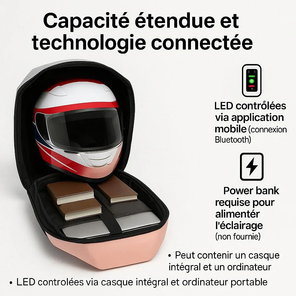 Zaino Moto LED LOY T6-P3.75, Schermo 32×32 Pixel Programmabile, Controllo App, Grande Formato, Impermeabile, Porta USB, Antifurto, Rosa, L, Moderno