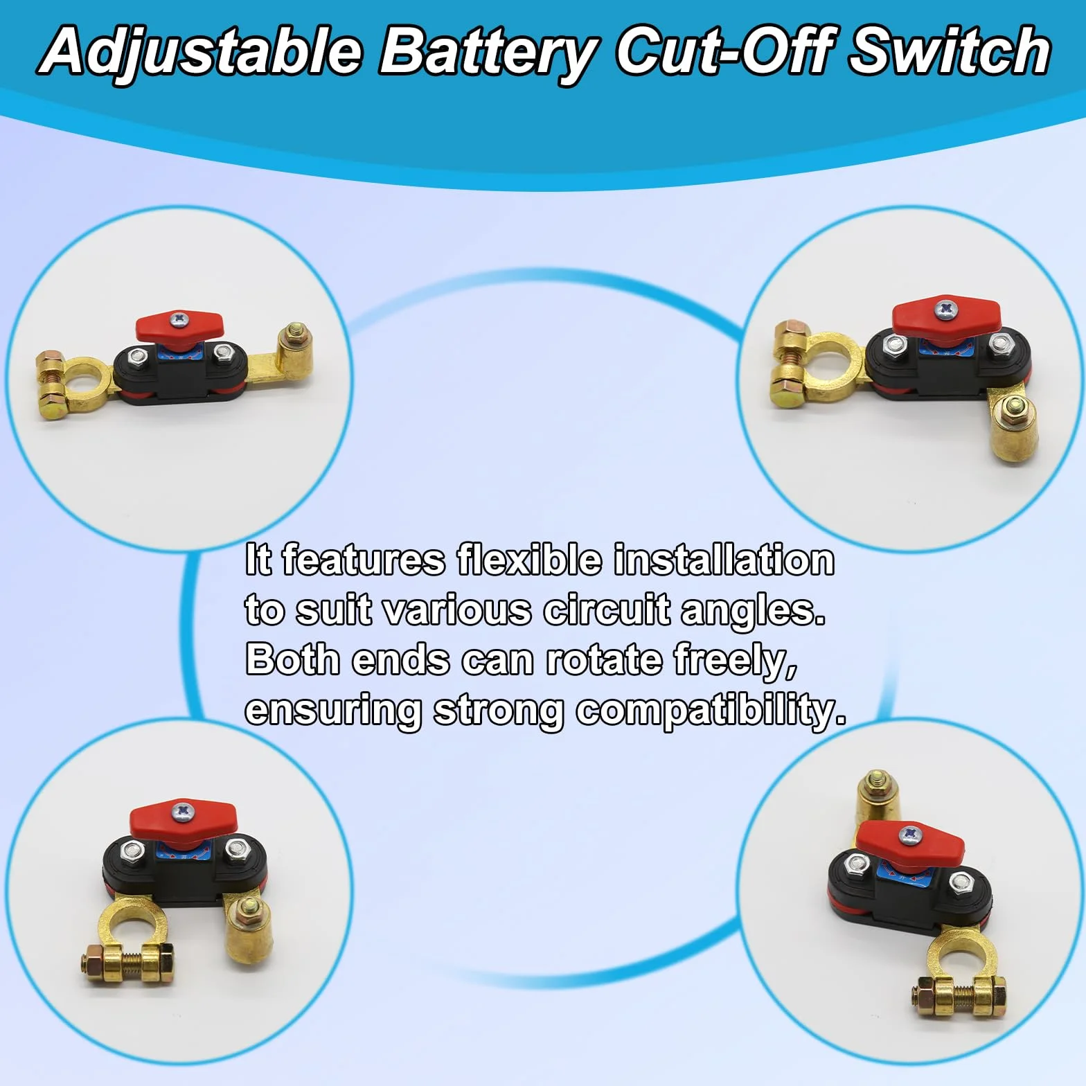 Interruttore di scollegamento della batteria per auto ad alta resistenza, interruttore di interruzione della batteria da 12 V a 24 V con struttura in rame puro, interruttore di interruzione
