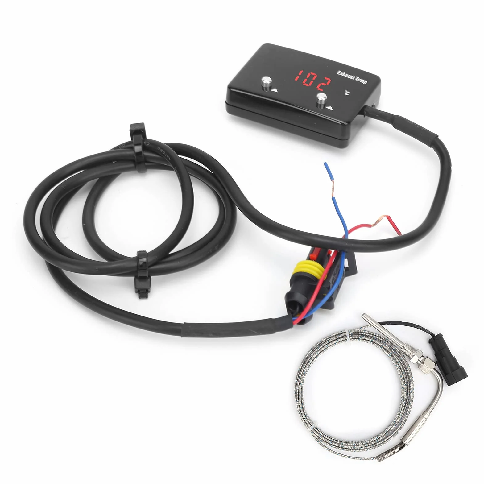 Misuratore EGT Indicatore Temperatura Gas di Scarico Display LED Digitale 0-1000 ℃ con Connettore Livello di Avviso Regolabile per Veicoli 12V