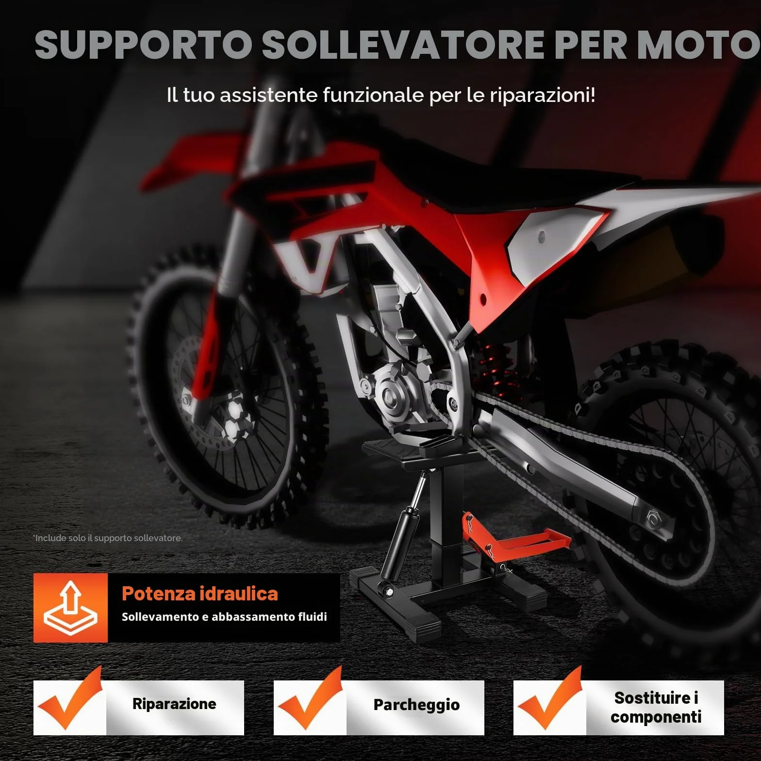 Cavalletto idraulico per moto, ponte sollevatore professionale per moto, supporto per moto, cavalletto universale per moto, portata massima 400 kg