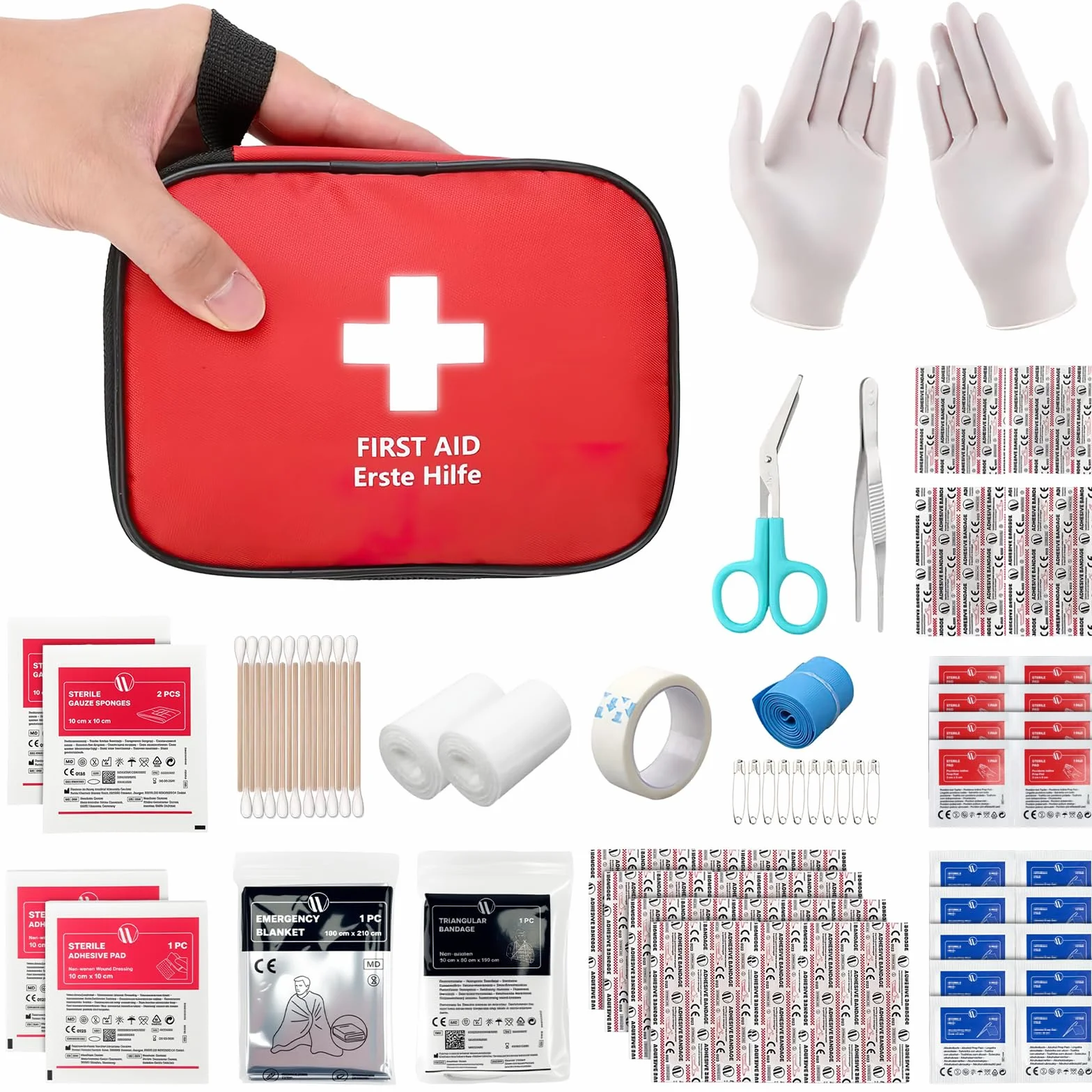 Kit di Pronto Soccorso Portatile 90 Pezzi, Mini Kit Primo Soccorso per Casa Auto Viaggio
