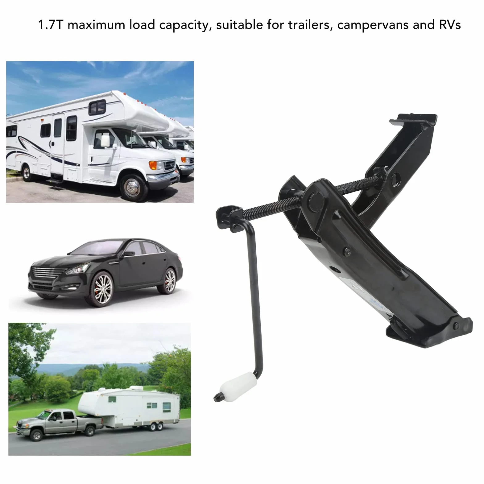 Akozon Manovella Jack Stabilizzatore 1,7 Ton per Sollevamento Pneumatici e Rimorchi