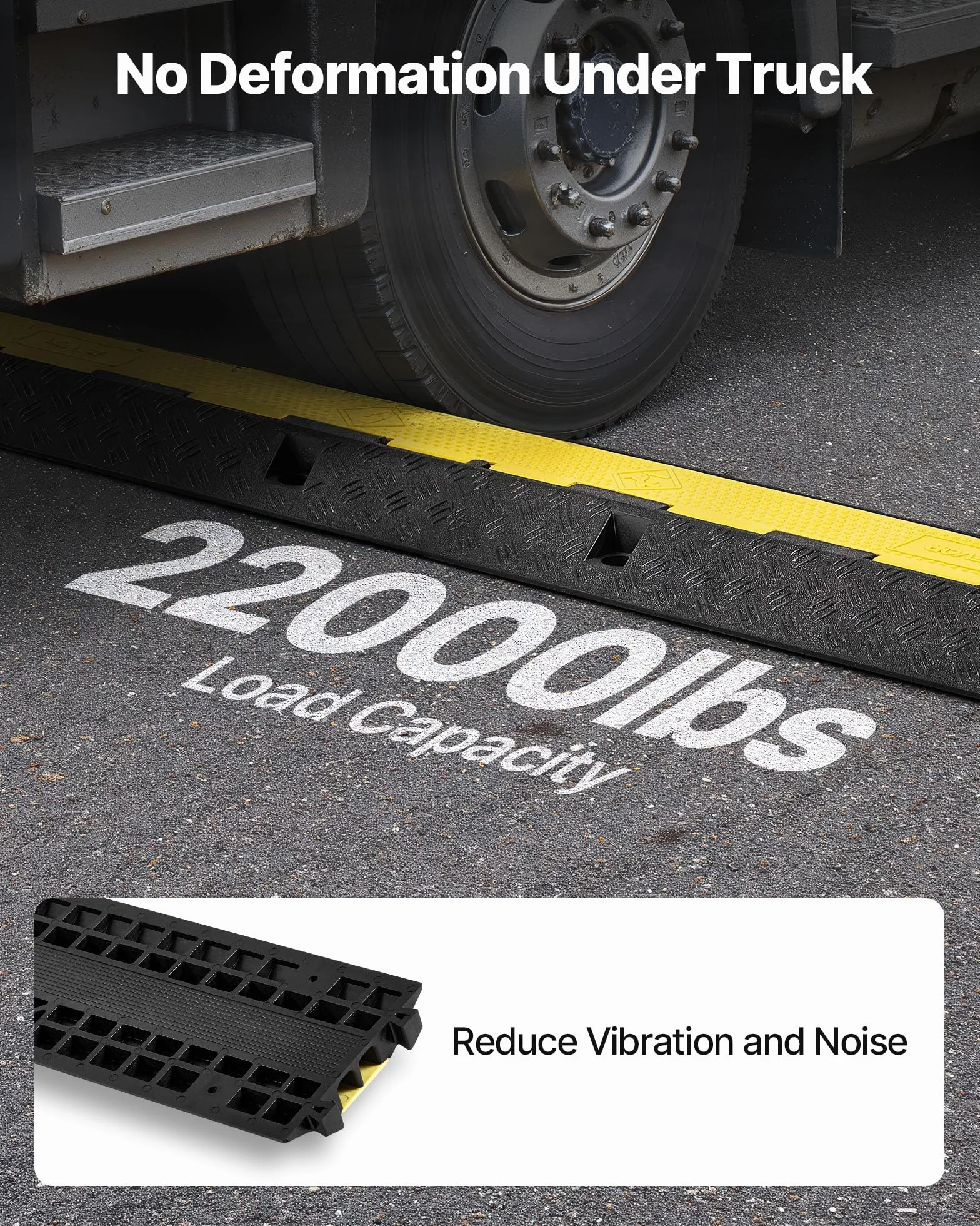 VEVOR Rampa di Protezione per Cavi, Capacità di 9979 kg/Asse, 1 Canale di Copertura per Tubo Flessibile in Gomma 70 x 50 mm, Dosso Rallentatore con Coperchio Superiore Apribile, 1 Confezione