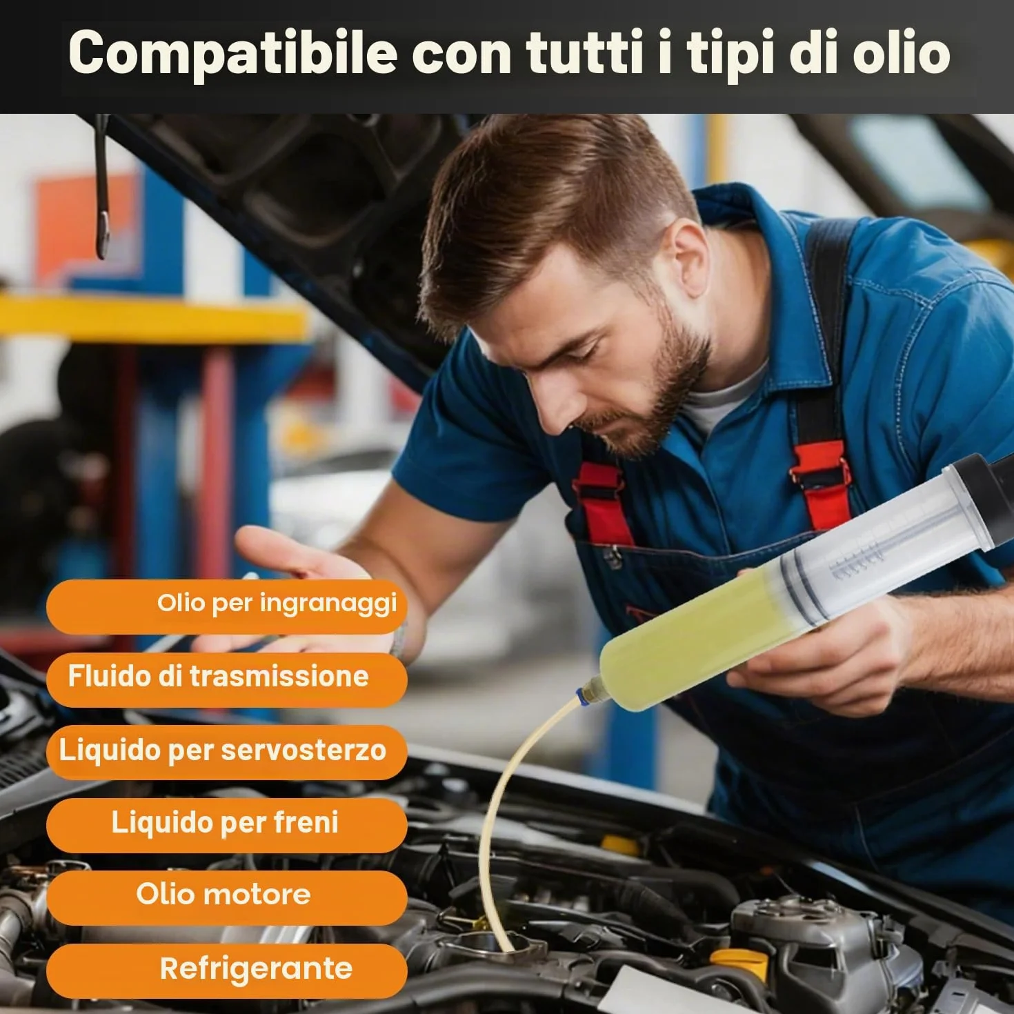 Siringa per Estrazione Olio 500 ml Pompa Manuale con Tubo Flessibile