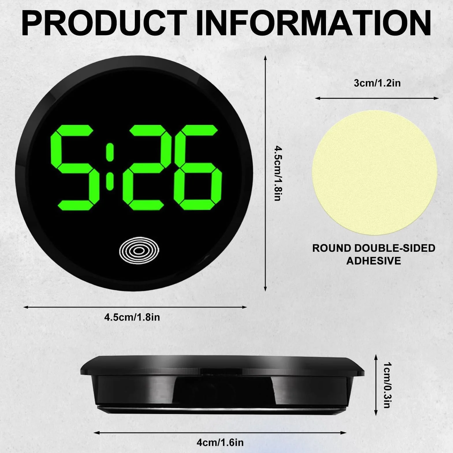 Orologio da cruscotto per auto, mini orologio digitale autoadesivo per veicoli