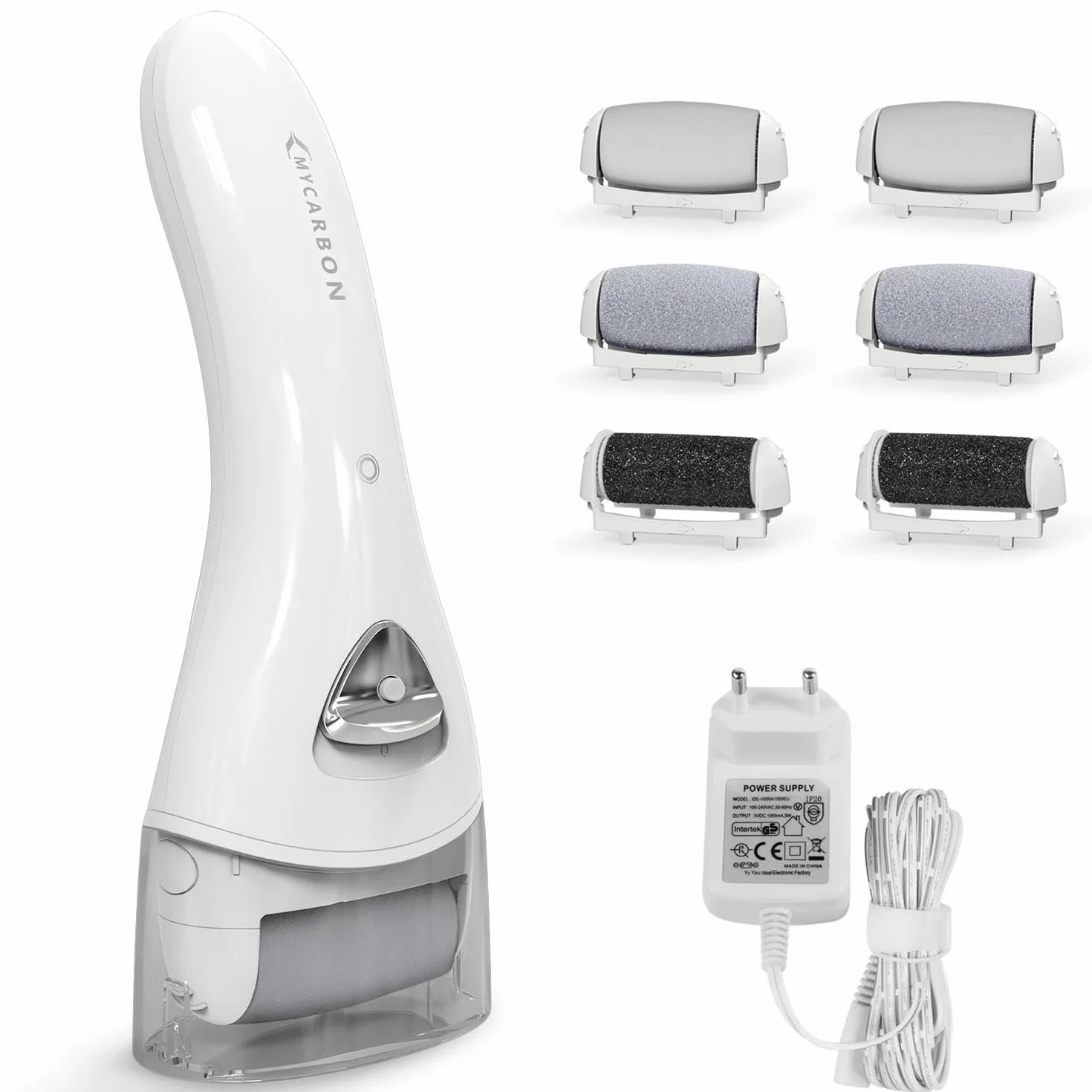 MYCARBON Pedicure Elettrico Professionale Ricaricabile con 6 Rulli Ricambio