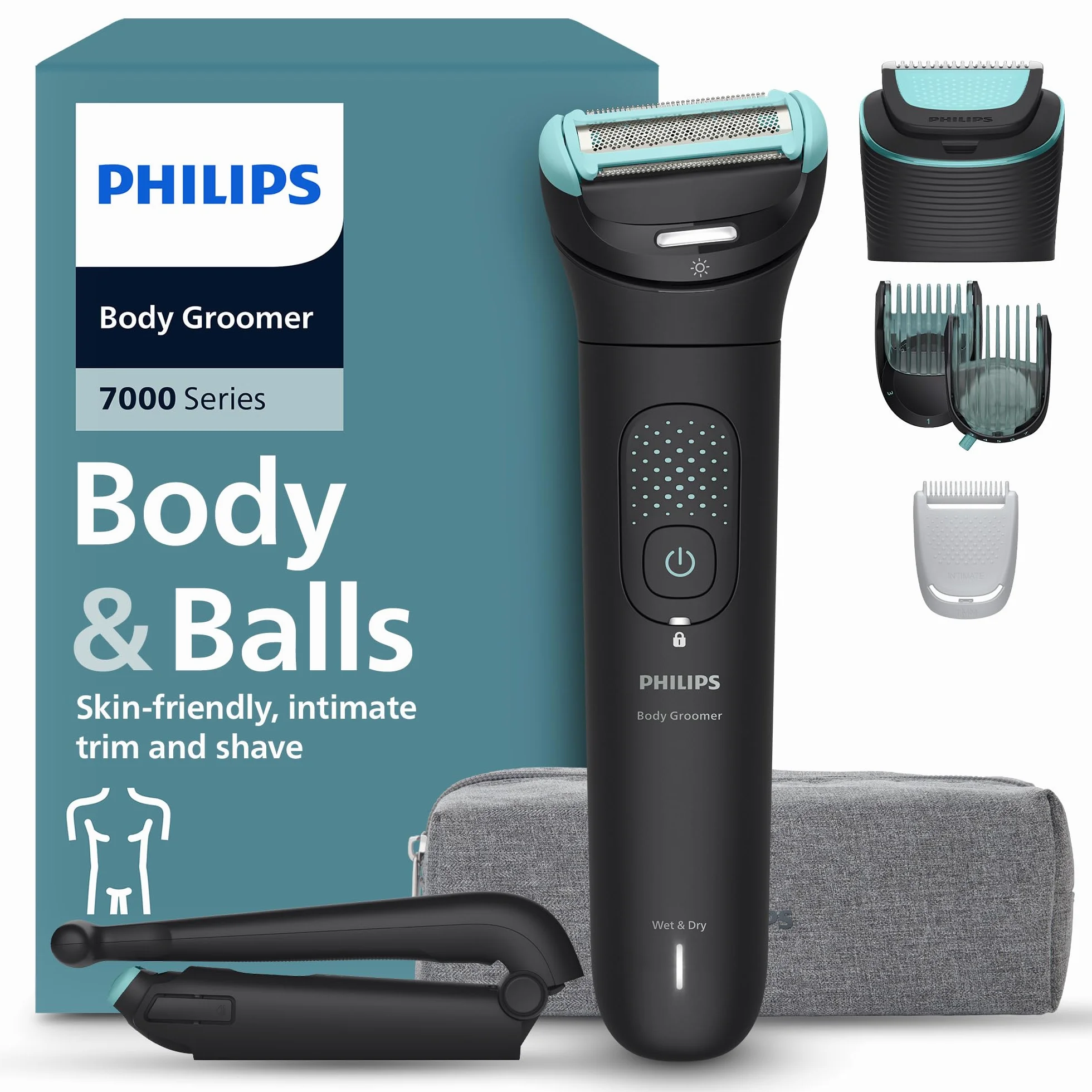 Philips Bodygroom Serie 7000 BG7480/15 - Rifinitore per uomo, testina flessibile 2D, impermeabile 100%, 120 minuti autonomia