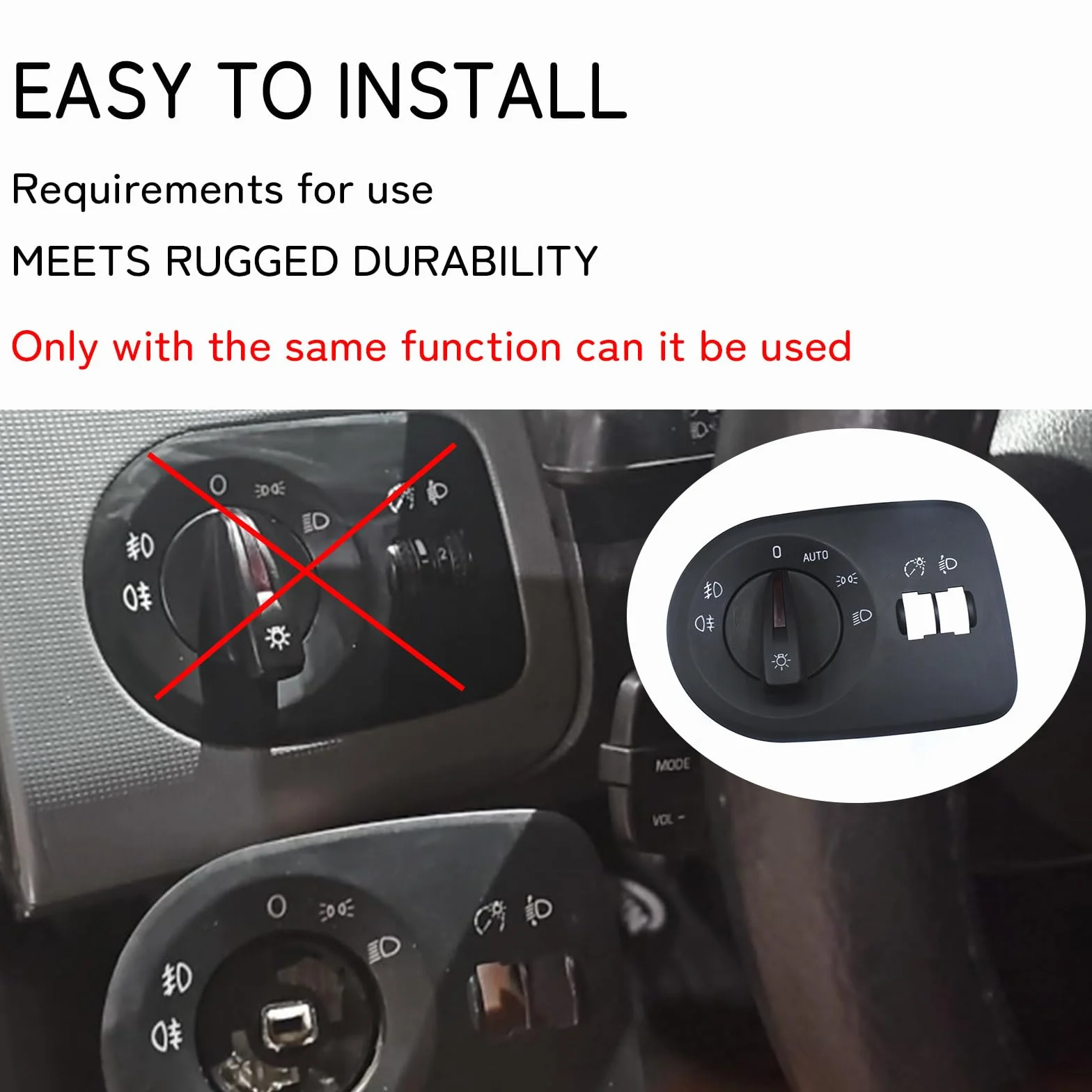 Interruttore a controllo multiplo elettrico per faro SEAT IBIZA IV 2009-2015 6J1941531AR nero luce rossa