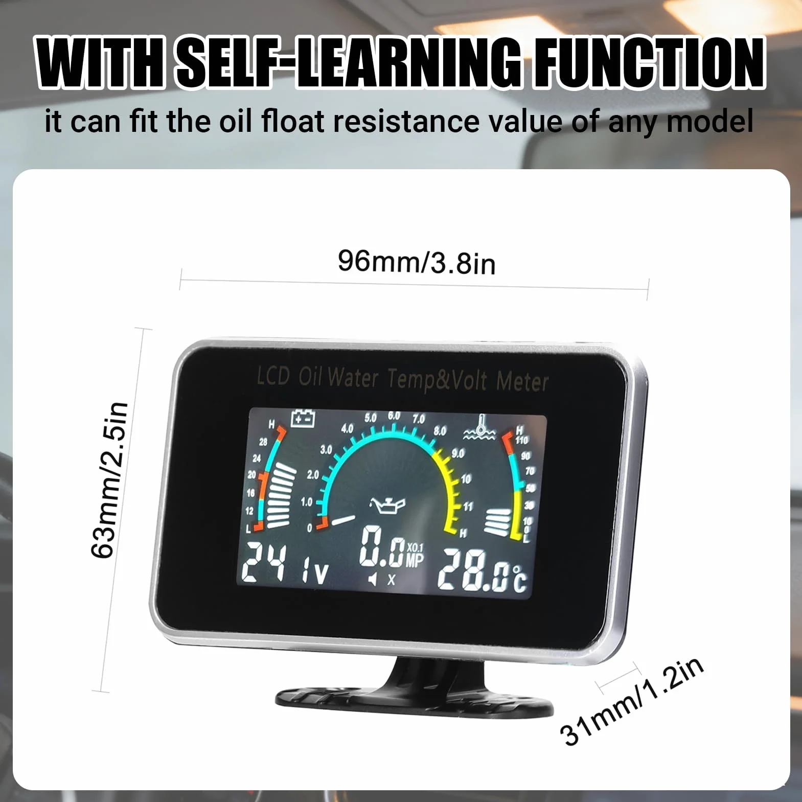 3 su 1 multifunzione auto LCD Digital Display Display Olio Pressione Acqua Temperatura Voltmetro Strumento a scopo universale 9-36 V per auto, camion, o SUV