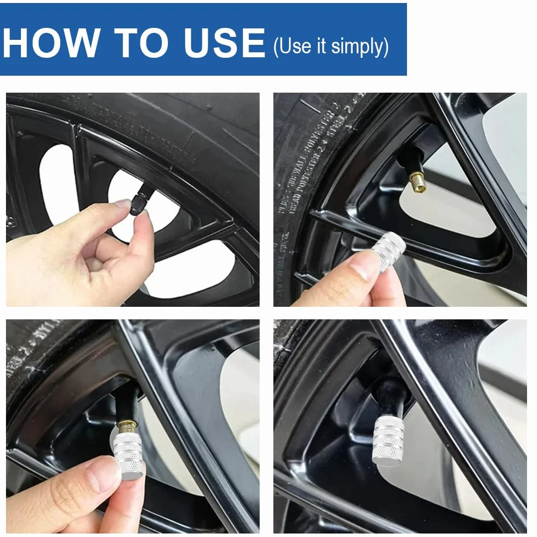8 pezzi Cappucci stelo valvola pneumatici in alluminio Cappucci antipolvere per auto in metallo per pneumatici auto Cappucci valvole universali per pneumatici con guarnizione per moto, camion, bici