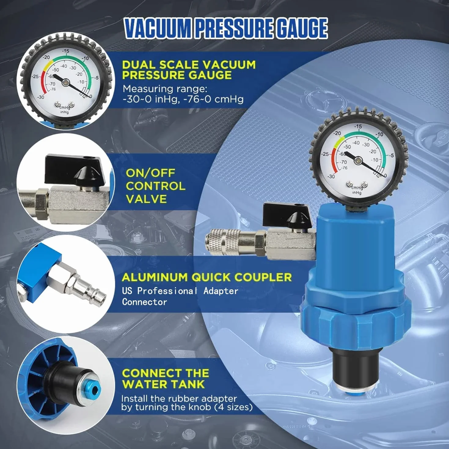 ZKTOOL Strumento di Riempimento del Sistema di Liquido di Raffreddamento, Ricarica Antigelo per Autoveicoli, Vuoto per Refrigerante Radiatore Motore