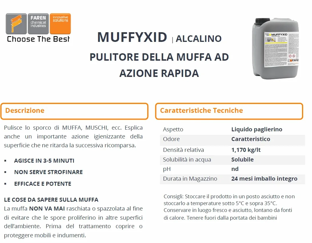 Faren Rimuovi Muffa Antimuffa Pulitore Muffa 5 Lt (2 PZ)
