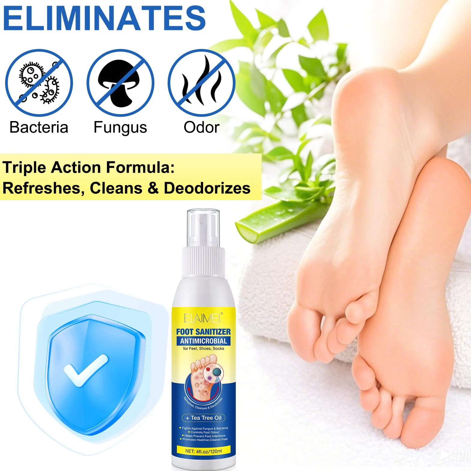 Olio Di Melaleuca Spray Antiodore Per I Piedi 120ml Prevenzione Piede D'Atleta Allevia Prurito