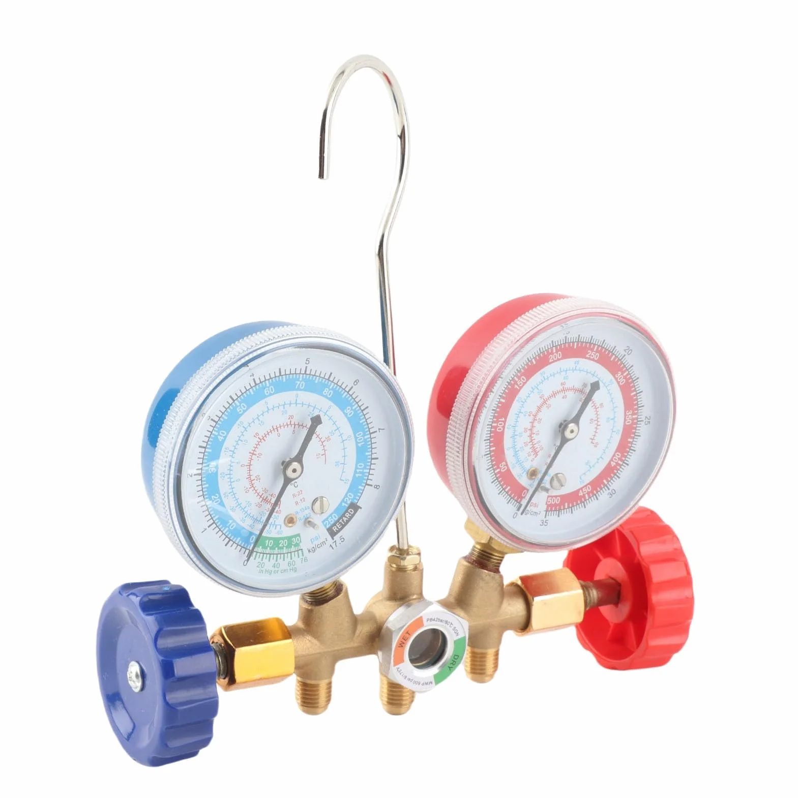 Set di misuratori diagnostici a 3 vie A/C, strumenti di condizionamento del refrigerante Set di misuratori diagnostici CA con kit tubo e gancio