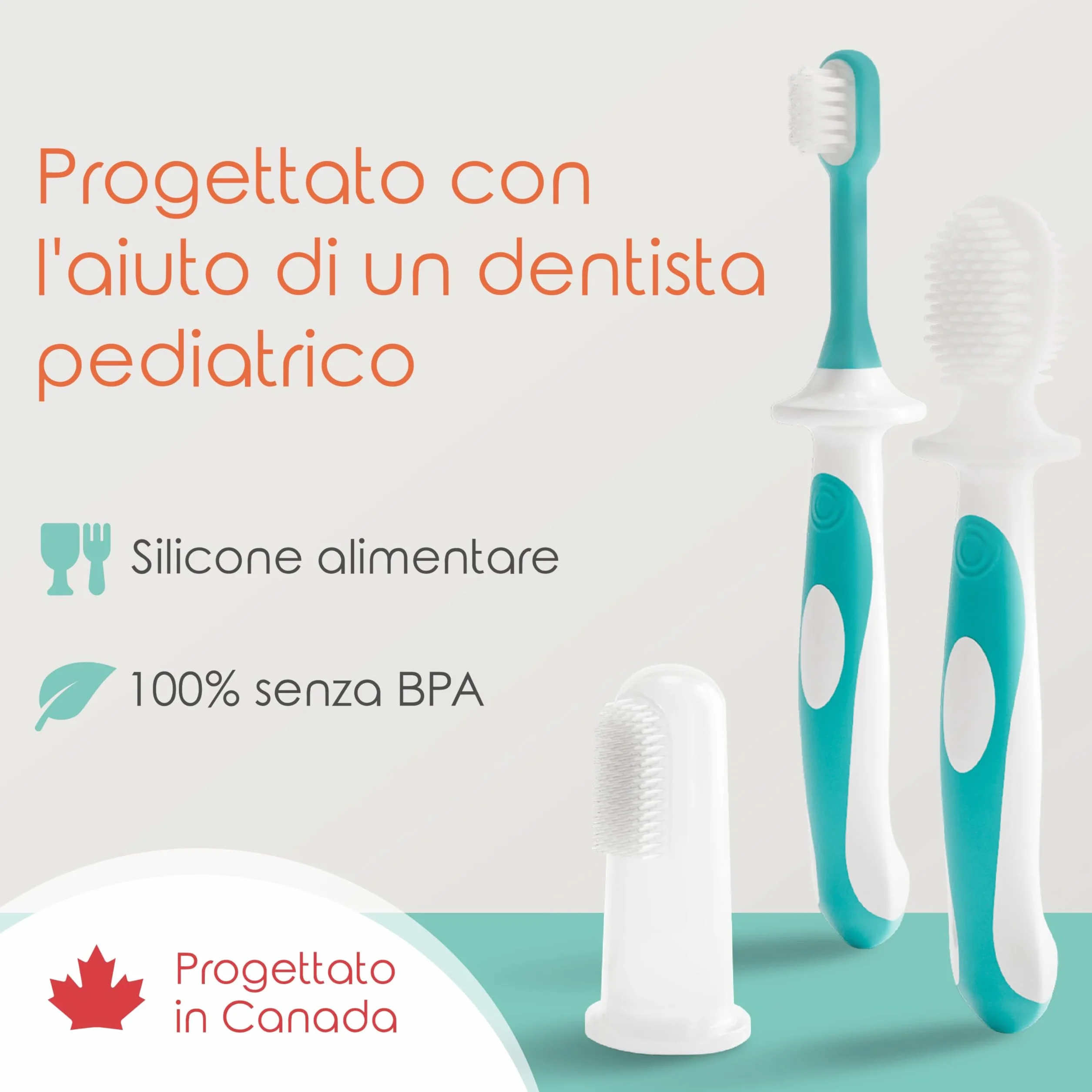 Cherish Baby Care Set di Spazzolino Bambini 3-24 Mesi BPA Free Silicone Alimentare