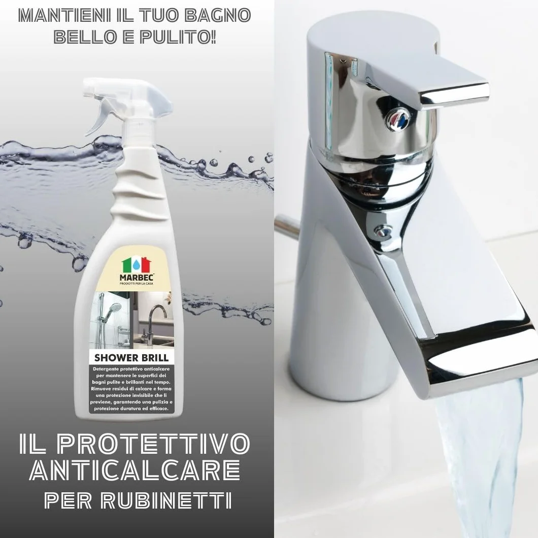 MARBEC SHOWER BRILL 5LT Detergente anticalcare bagno protettivo antigoccia per ceramiche vetri