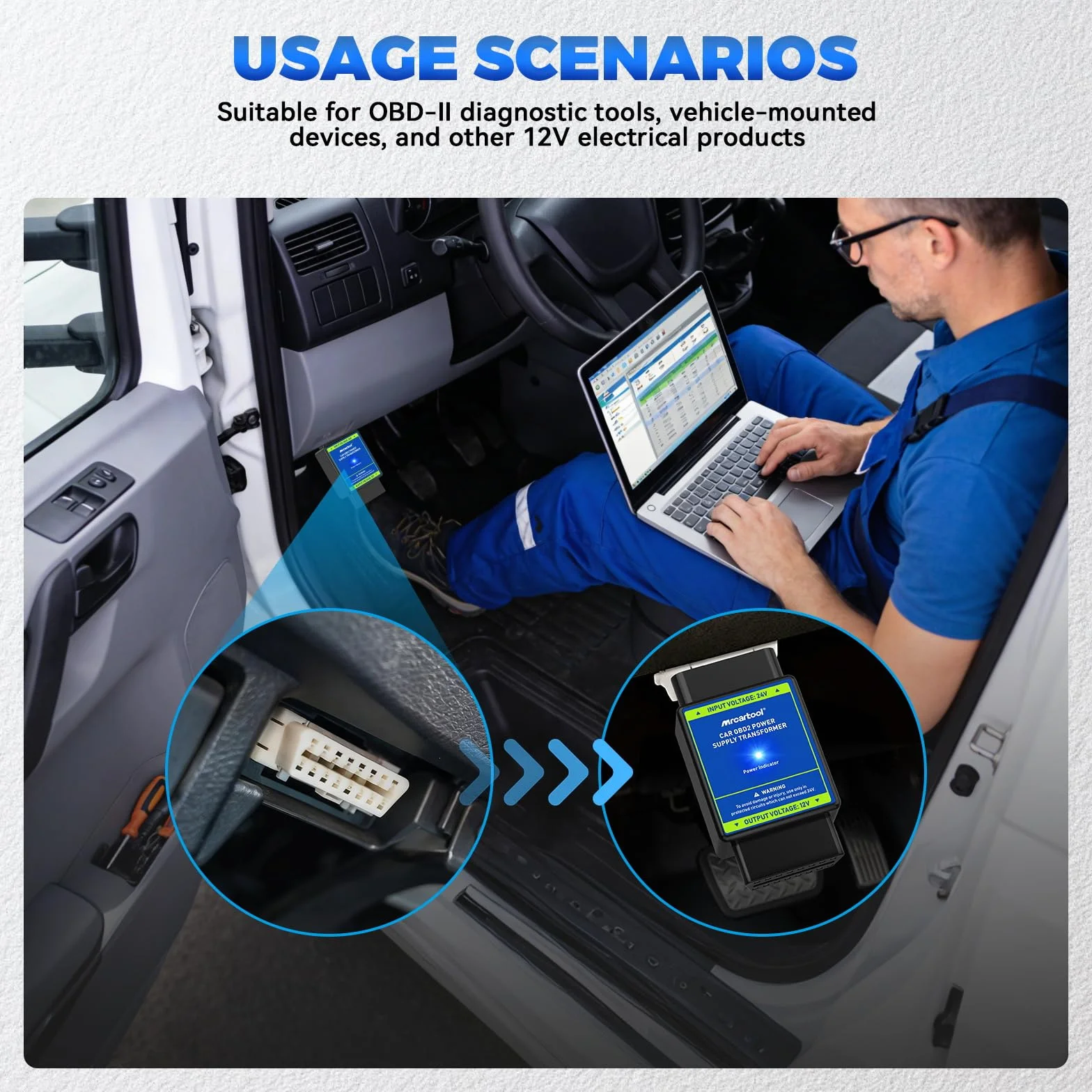 Alimentatore OBD2 24V a 12V Convertitore di Tensione 16 Pin MRCARTOOL