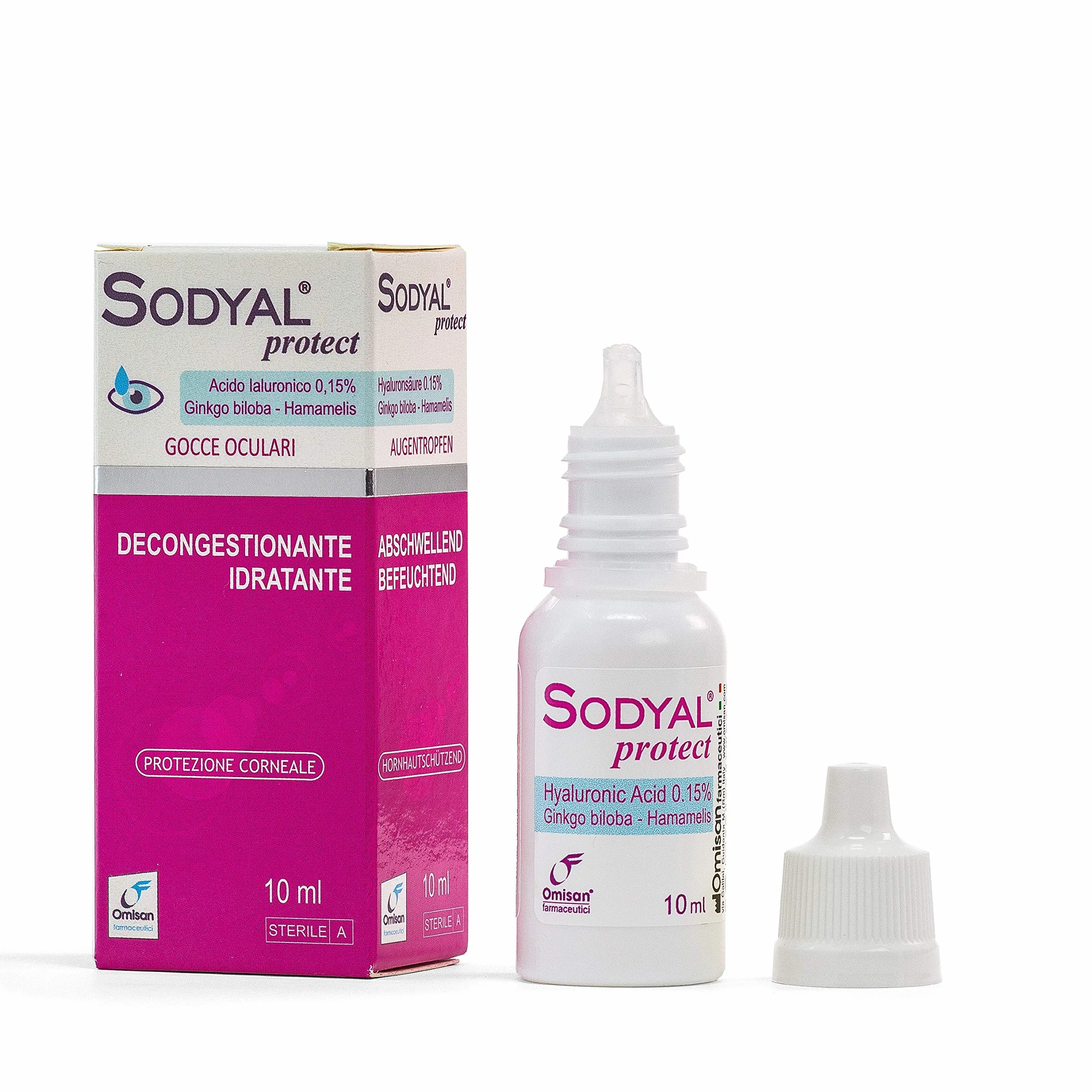 Sodyal Protect Decongestionante e Lubrificante Gocce Oculari Acido Ialuronico Ginkgo Biloba Hamamelis 10 ml