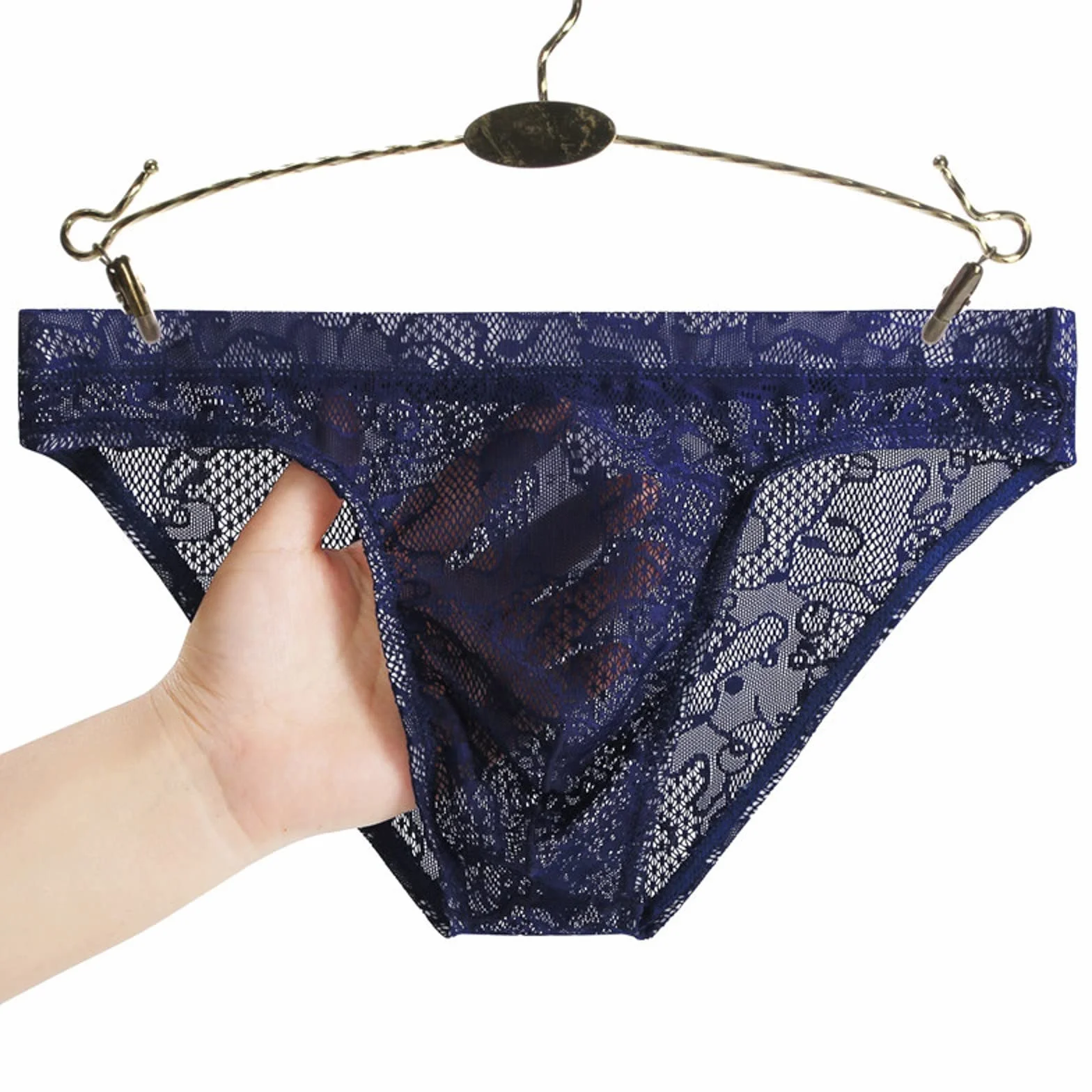 Mutandine in pizzo da uomo in rete traspirante slip intimo con passo