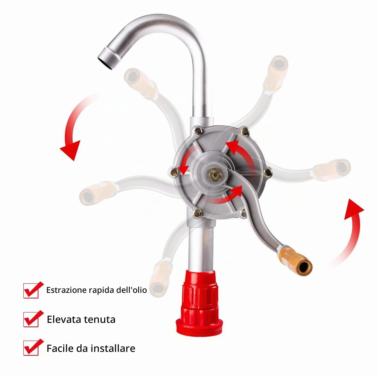 Pompa a Manovella a Fusto Olio Manuale Lega Alluminio 29 L/min Benzina Diesel Cherosene