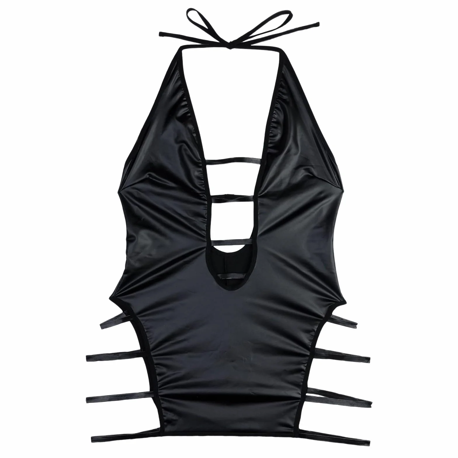 Body Teddy Pelle Donna Spalle Scoperte Lacci Giarrettiera Integrata Lingerie Sexy