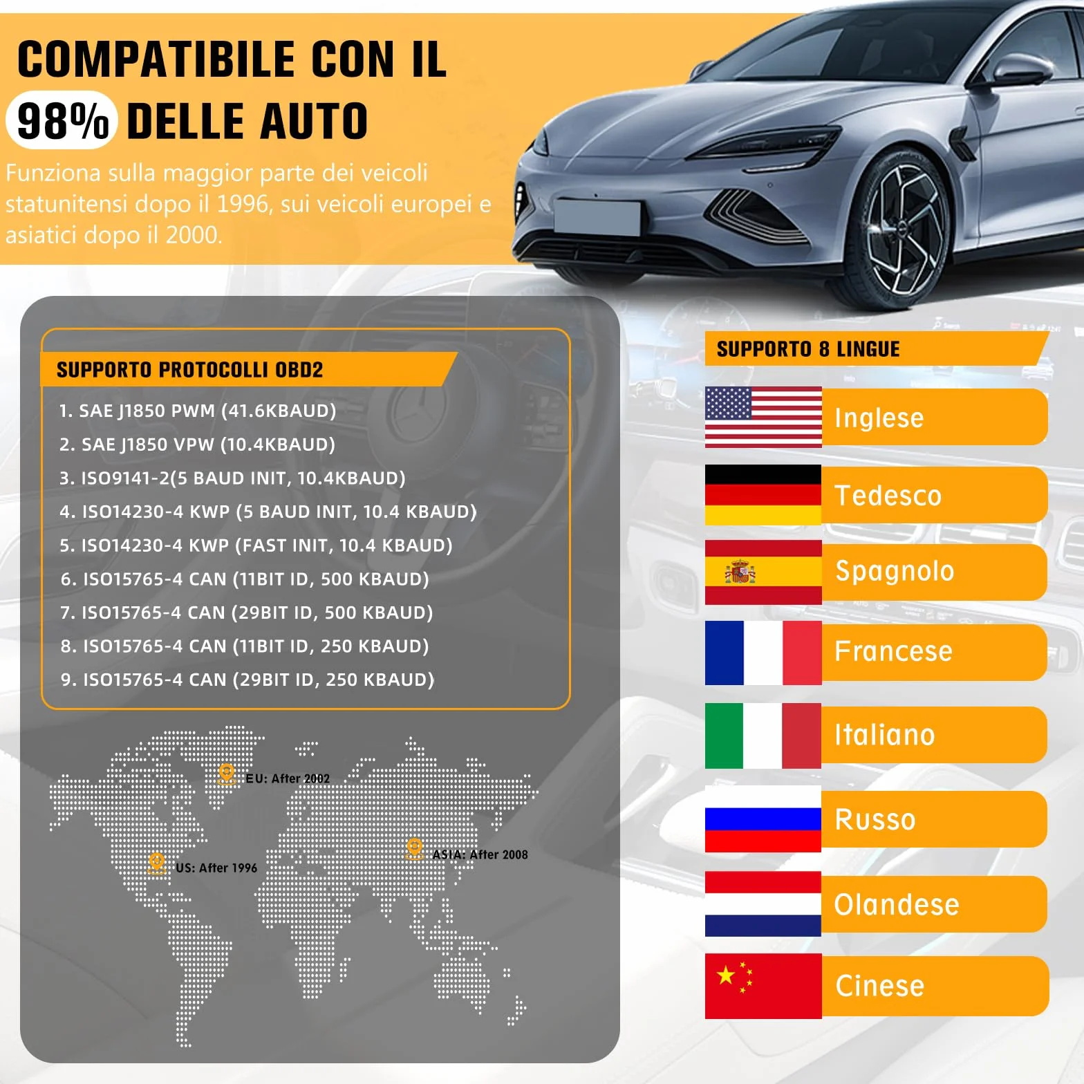 OBD2 Scanner Diagnostico Auto Multimarca Professionale Compatibile BMW Ford VW Audi