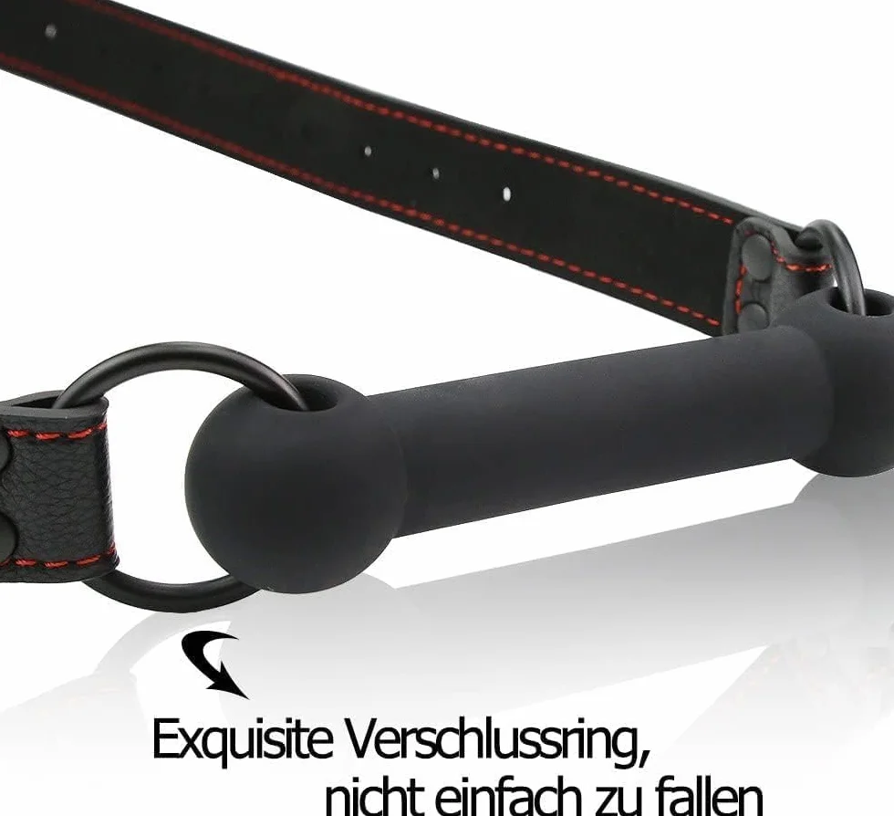 Gag Osso per Bocca in Silicone Regolabile per Adulti, Giocattolo Sessuale BDSM Nero