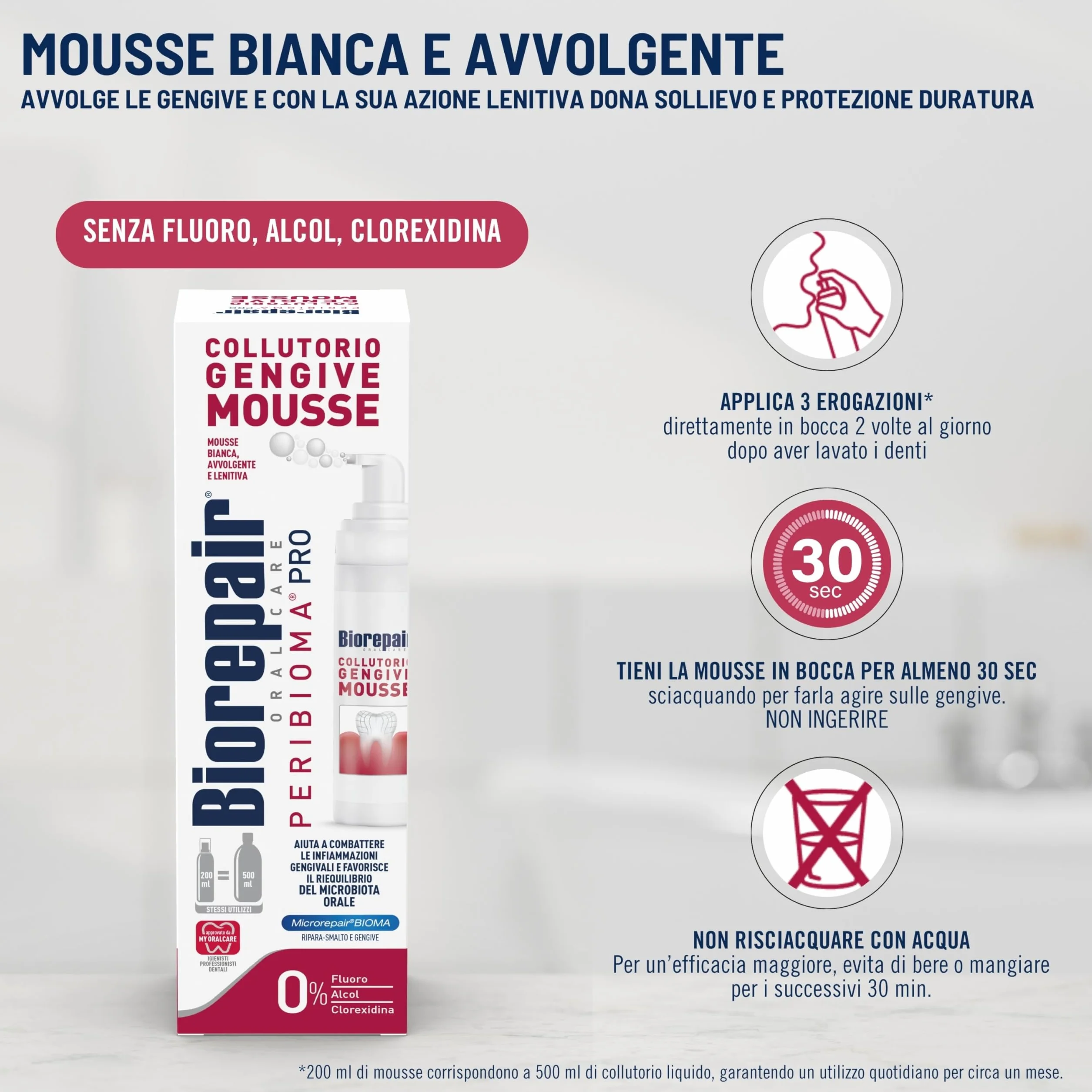 Biorepair Peribioma PRO Collutorio Gengive Mousse 200ml