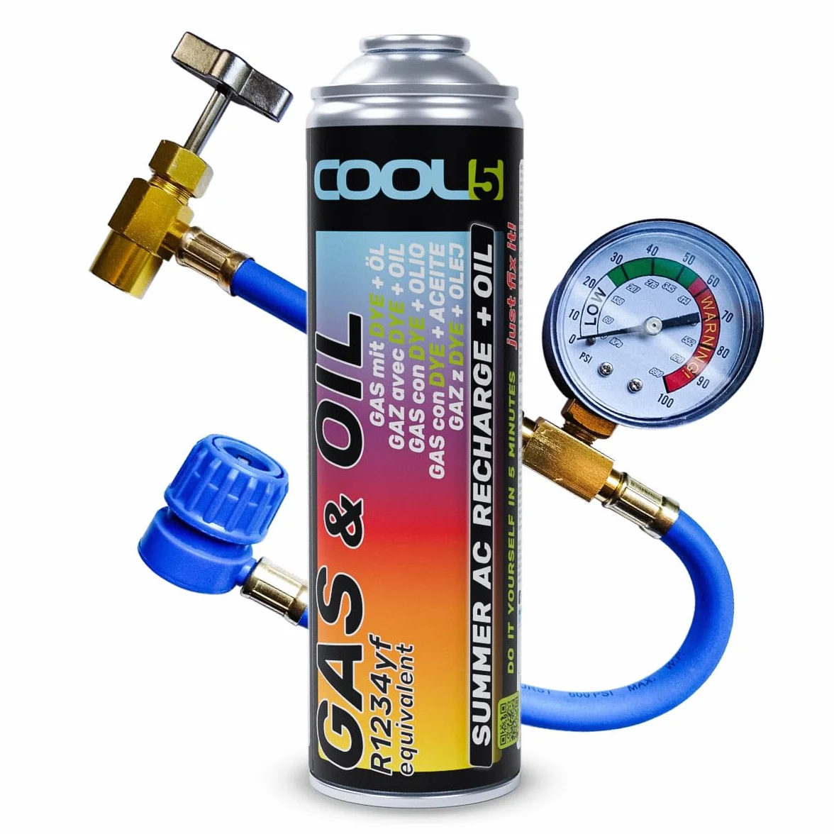 Kit Completo di Riparazione per condizionatori d'Aria, Ricambio per Gas refrigerante con Olio (Ricambio per Gas R1234yf) con Tubo di misurazione, per Veicoli a Partire dall'anno di Costruzione