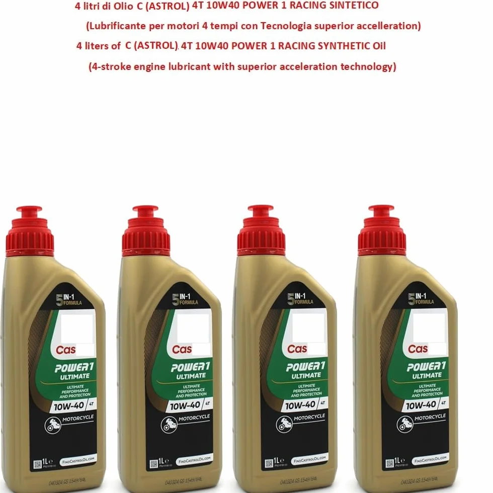 MOTO SPORT MONDO Kit di manutenzione per motocicletta - 4 litri di Olio C (ASTROL) 4T 10W-40 POWER 1 RACING SINTETICO + Filtro olio aftermarket