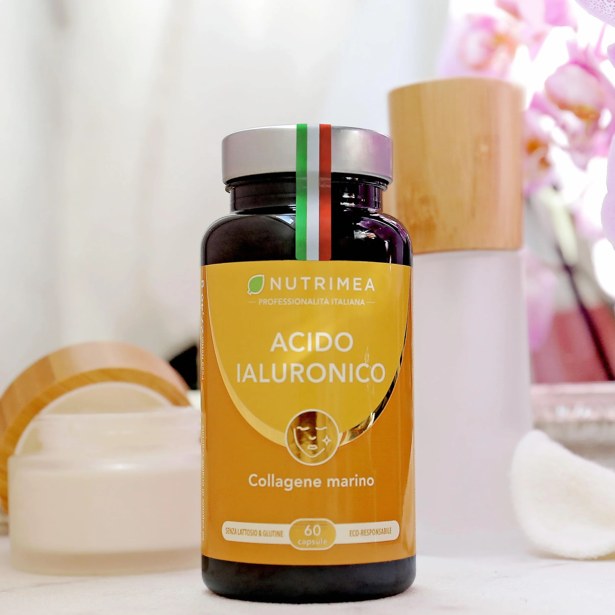 Acido Ialuronico con Collagene Marino Vitamina A C Antirughe Anti-age 60 Capsule