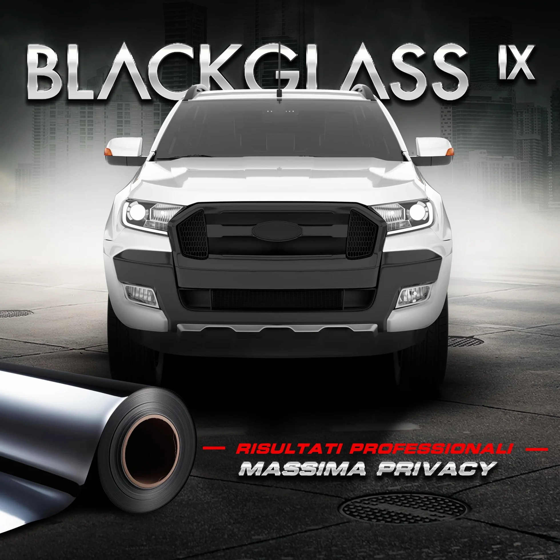 Pellicola Oscurante Vetri Auto BLACKGLASS IX di Alta Qualità (5% VLT, 6m x 0,65m, 2 Strati, Limo Black) Pellicola Parasole, Antiriflesso e Privacy con Istruzioni per Installazione