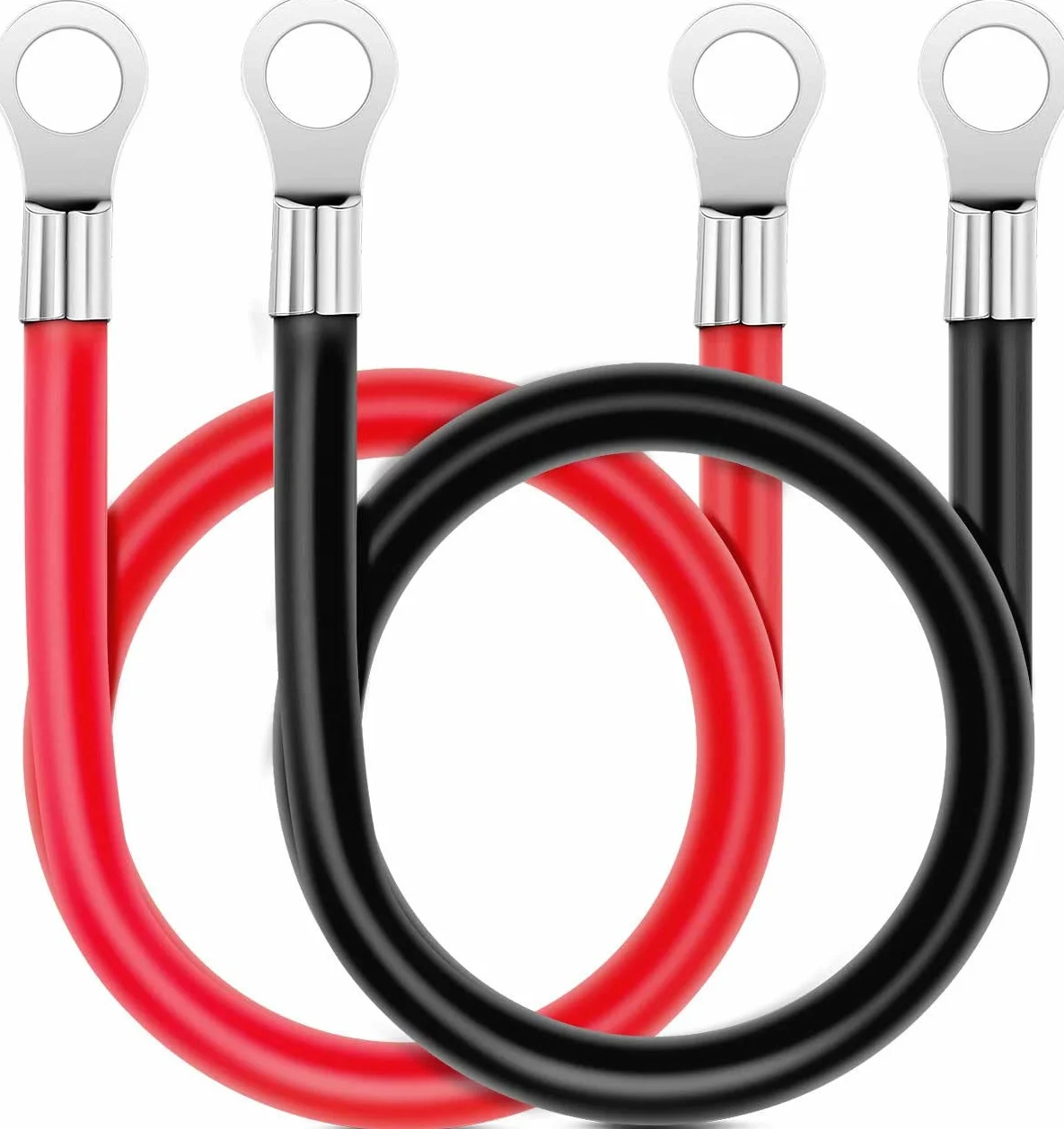 Gebildet 16mm² 50cm Cavi Inverter Batteria(Max 100A),Rosso e Nero Terminali ad Anello Rame Stagnato per Energia Solare,Auto,RV&Marine