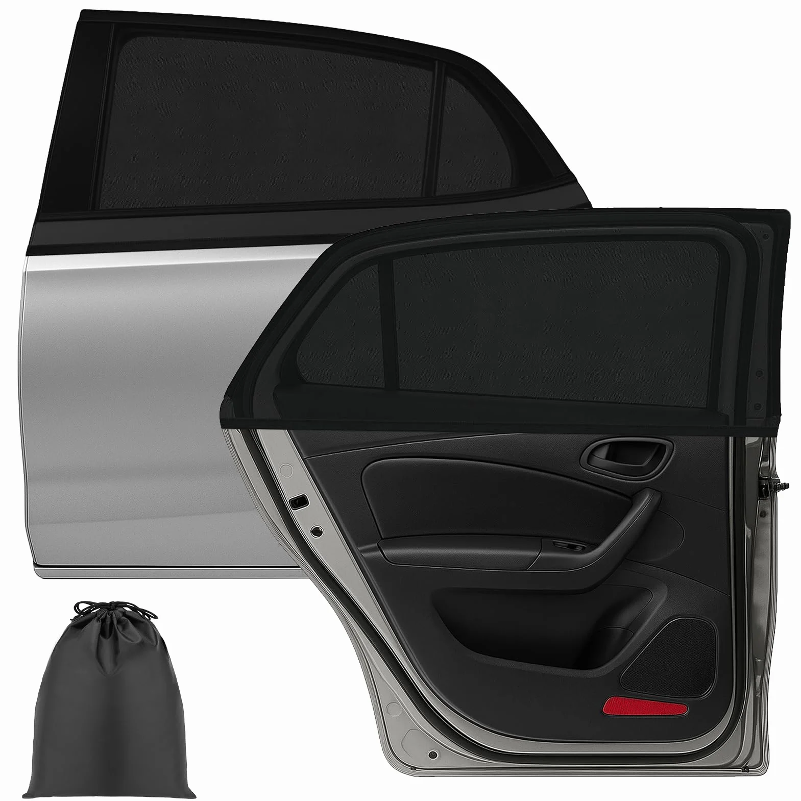 Kiiwah 2 Pezzi Tendine Parasole Auto Bambini, Parasole Auto Finestrini Block Protezione UV, Tende Oscuranti Vetri Auto per Finestrini Laterali, Universali Copri Finestrini Auto Protegge Bambini