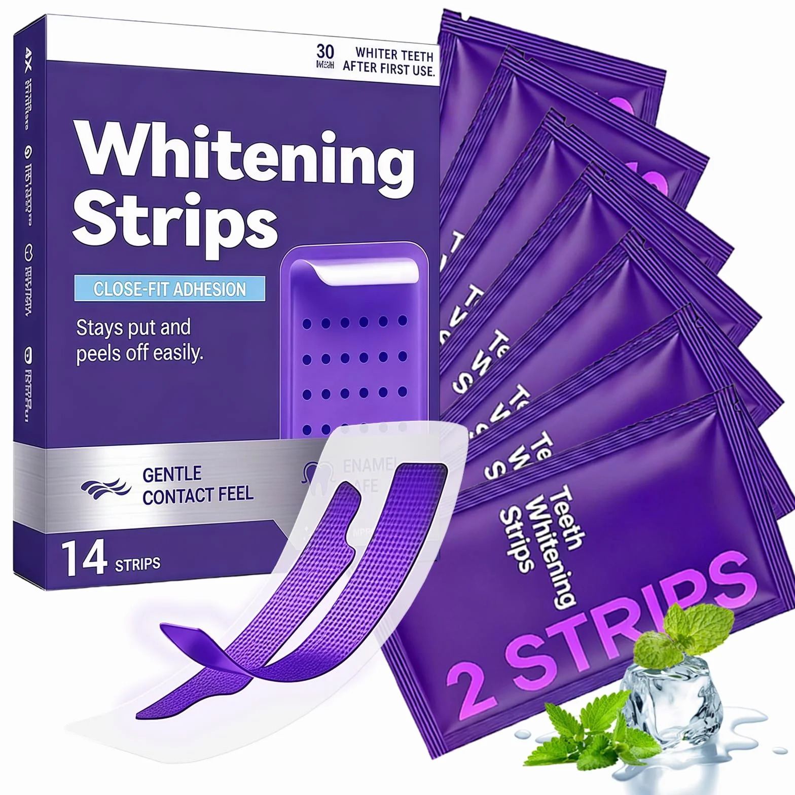 Professionale Strisce Sbiancanti Denti Viola, Rimuovere Macchie, Sorriso Bianco