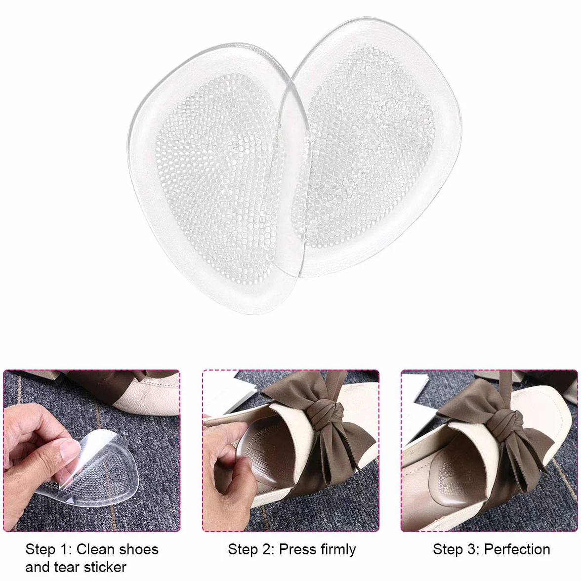 Cuscinetti per Avampiede 3 Paia Ultra Slim Gel Sottili Protezione Anti-scivolo Trasparente
