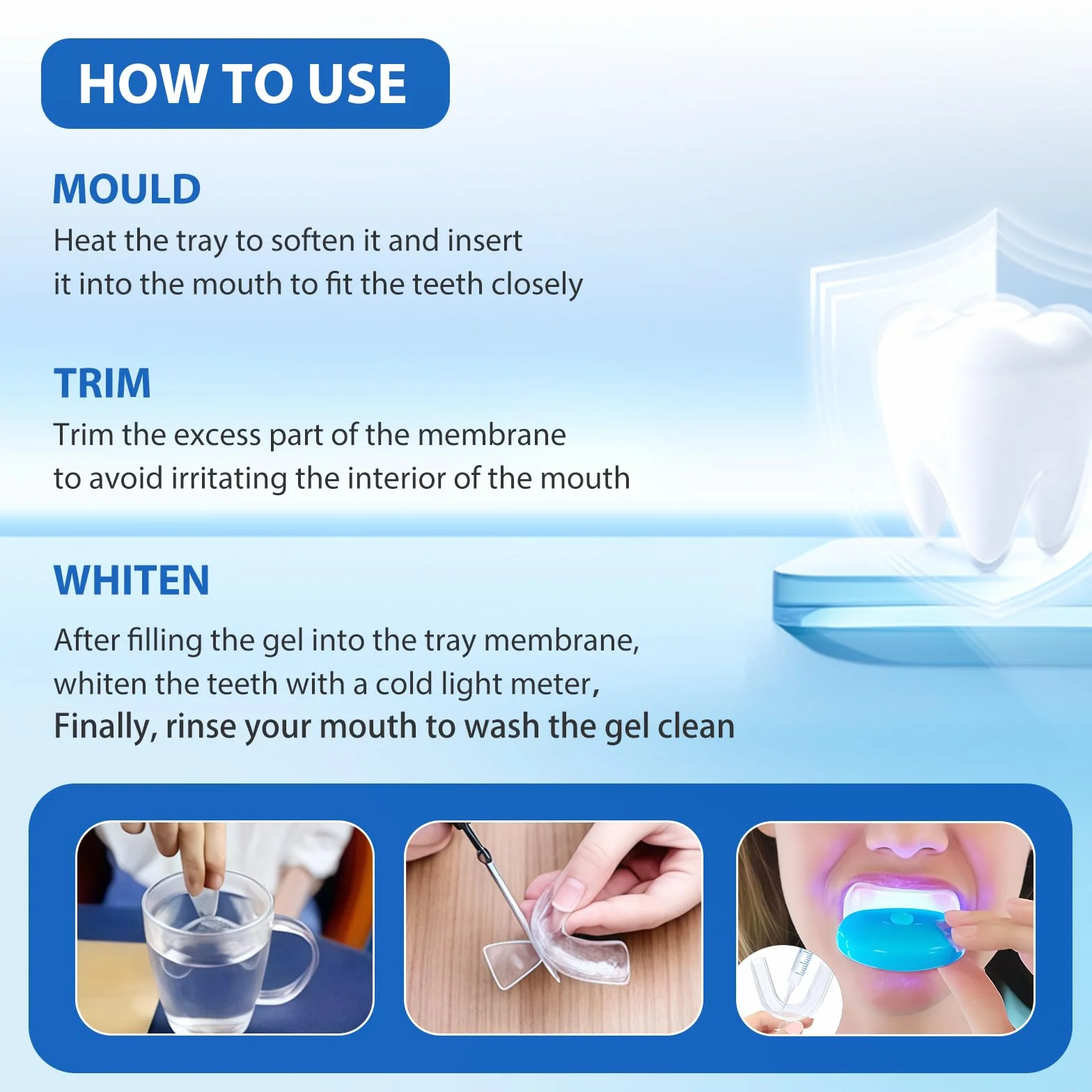 Kit Sbiancante Denti Professionale 5 Gel Sbiancante per Ridurre Macchie da Caffè Tè e Fumo Blu