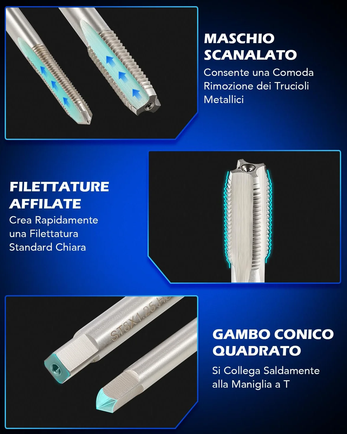 Orion Motor Tech 131 Pezzi Kit Riparazione Filettatura, Utensili Filetti Metrici Interni M5 M6 M8 M10 M12