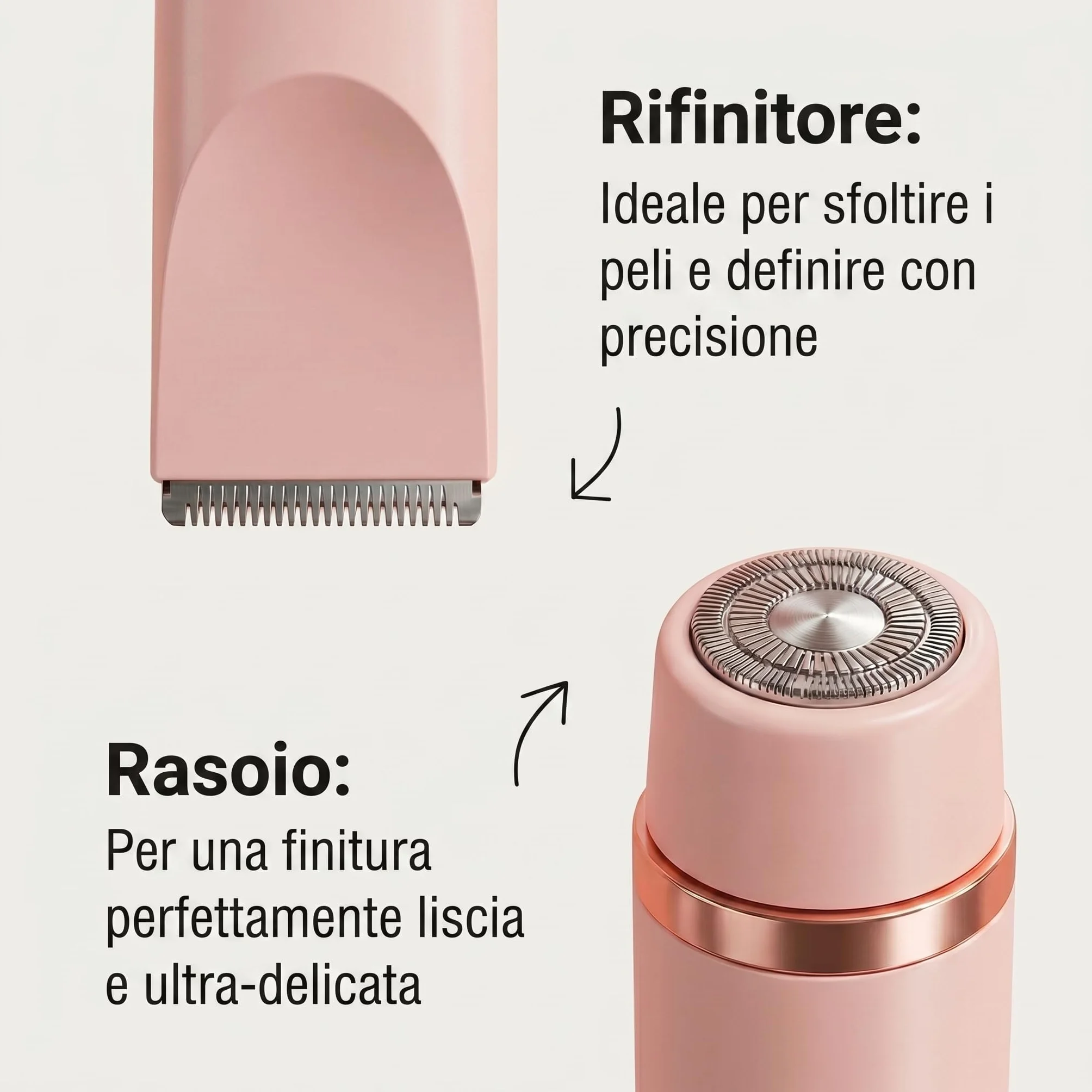 Rasoio Elettrico Donna 2 in 1 Bikini Corpo, Trimmer USB-C Ricaricabile Wet & Dry LED