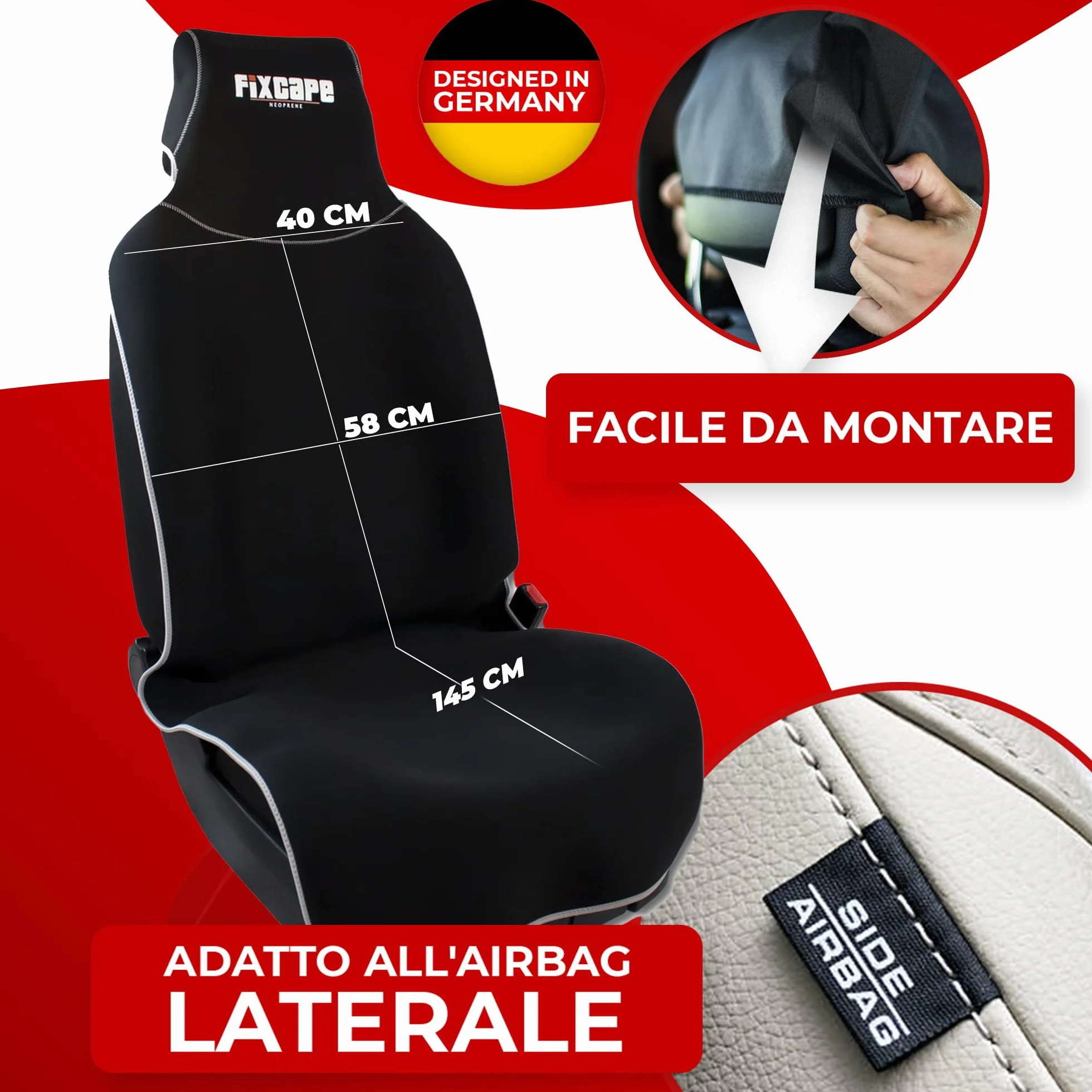Coprisedile Universale Auto Impermeabile Neoprene Singolo Fodere Sedile Guidatore