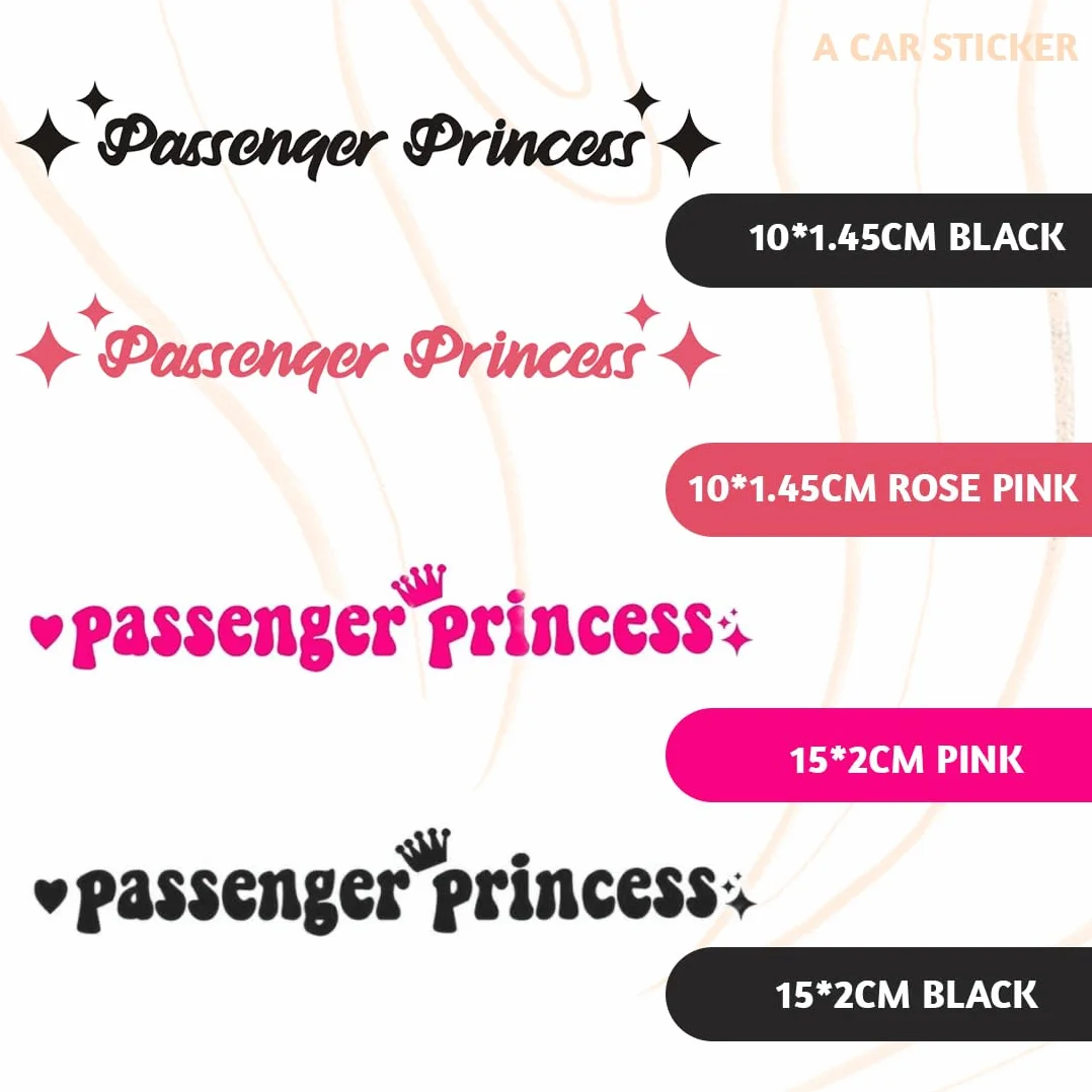 JEYORZY Passenger Princess Adesivo Auto 4 Pezzi Adesivi Divertenti Finestrino Decorazione Donne