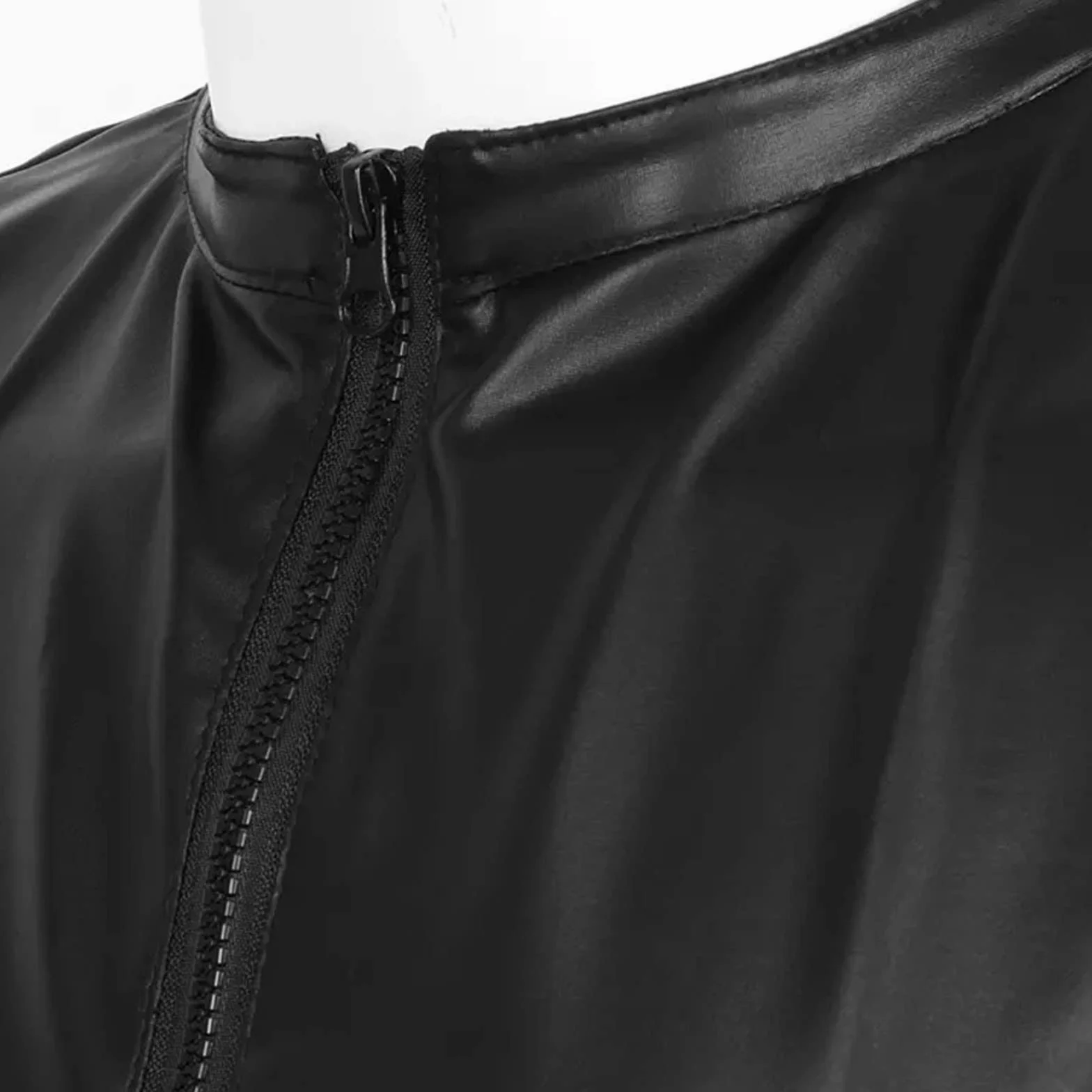 Kinkywear Camicia uomo pelle laccata slim fit maniche corte effetto bagnato