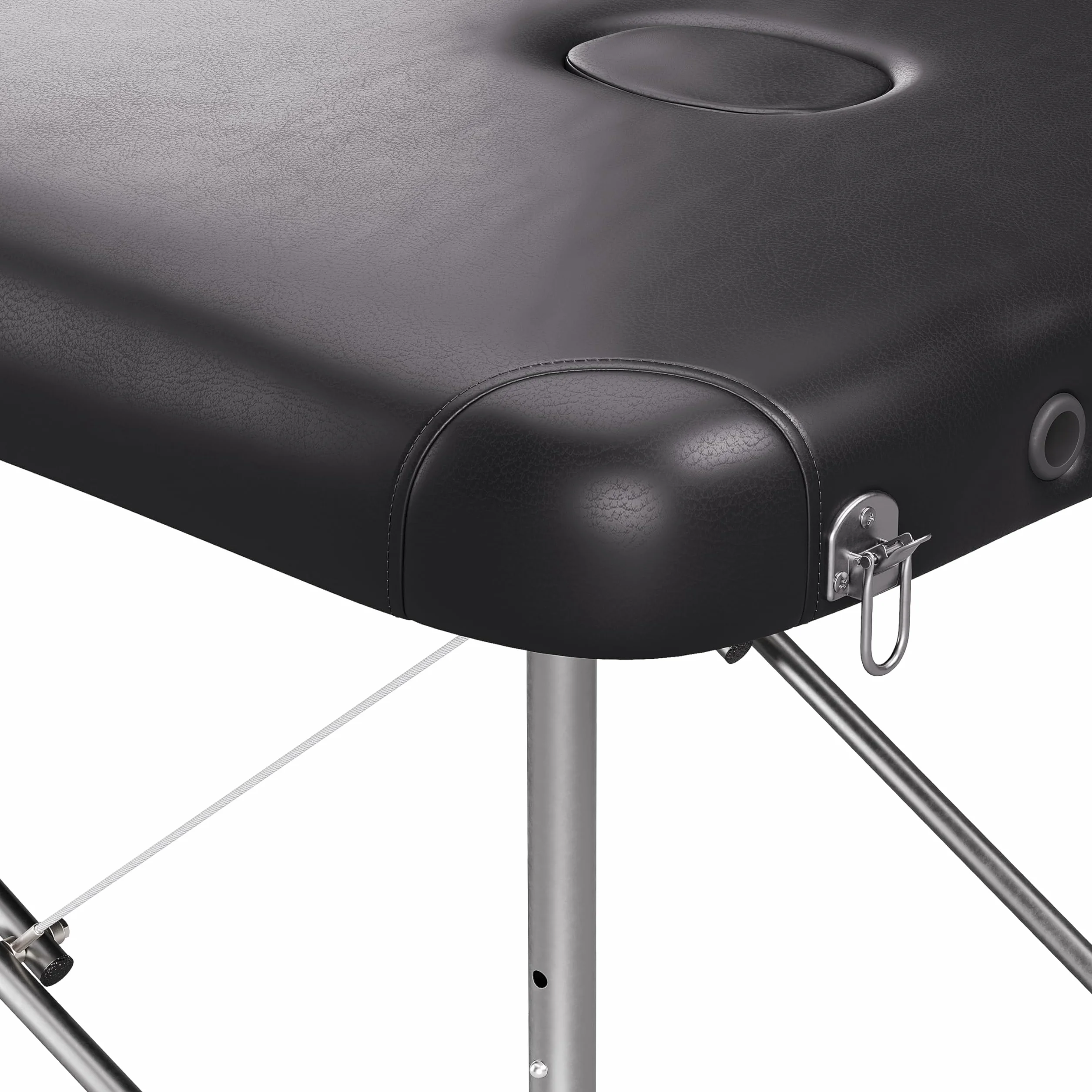 Beltom Lettino da Massaggio 2 Zone in Alluminio 185x60 cm Portatile 11 kg Nero