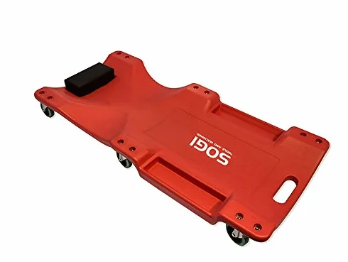 SOGI X4-13 Carrello Lettino Sotto Auto XL Termoformato Ergonomico Rosso 6 Ruote Piroettanti