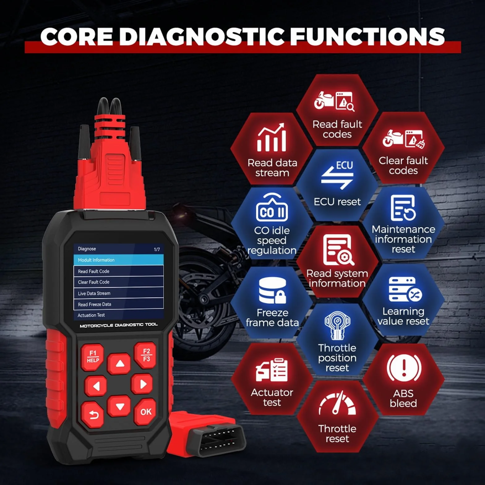 Lettore di codici M4 per moto Suzuki Yamaha Honda Kawasaki OBD2 strumento diagnostico spurgo ABS